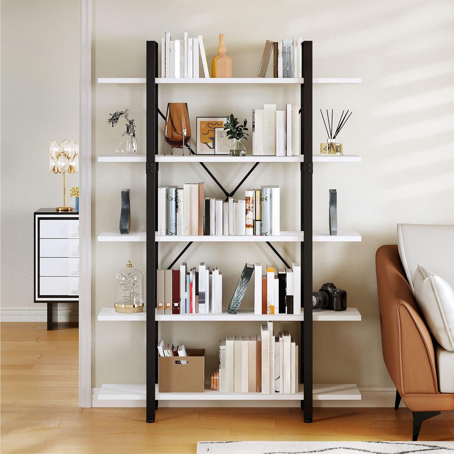 YITAHOME 5 Tier Bookshelf, Freestanding 5 Shelf Bookcases and Bookshelves, Modern Minimalist Furniture Open Display Storage Shelves Books Organizer for Living Room Bedroom Home Office