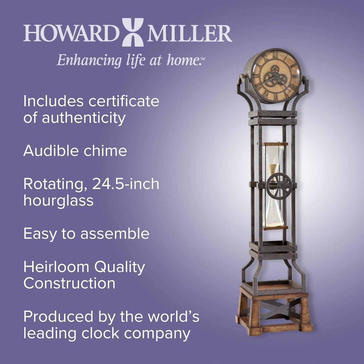 Gray Iron and Wood Hourglass Floor Clock with Quartz Movement