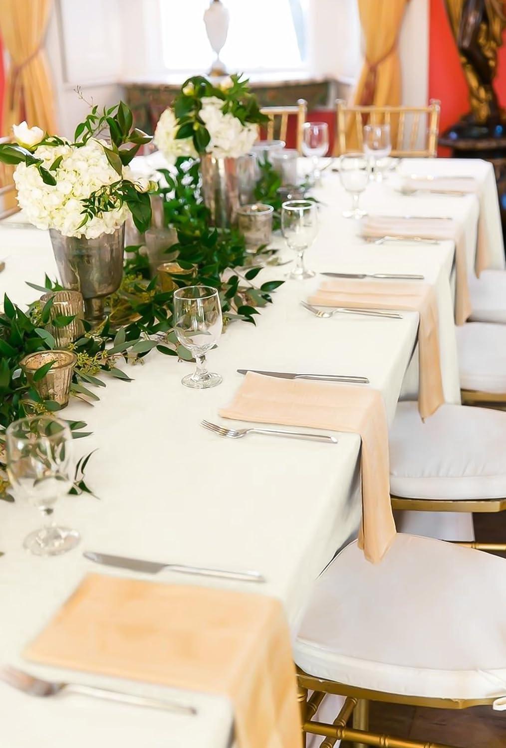 10 Pack Beige Tablecloth 60x102 inch Polyester Fabric Tablecloths for 6 Foot Rectangle Tables Wrinkle Resistant Linen Tablecloth Washable Table Covers for Party Wedding Events and Camping