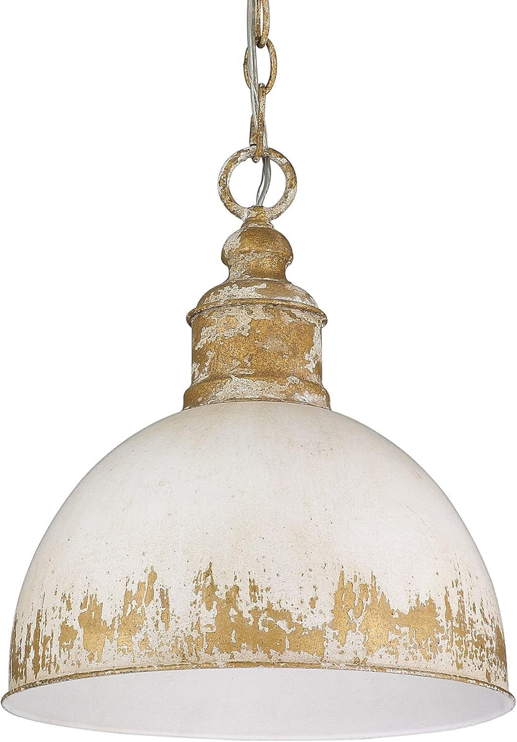 Golden Lighting Alison 1-Light Metal Pendant in Vintage Gold/Antique Ivory