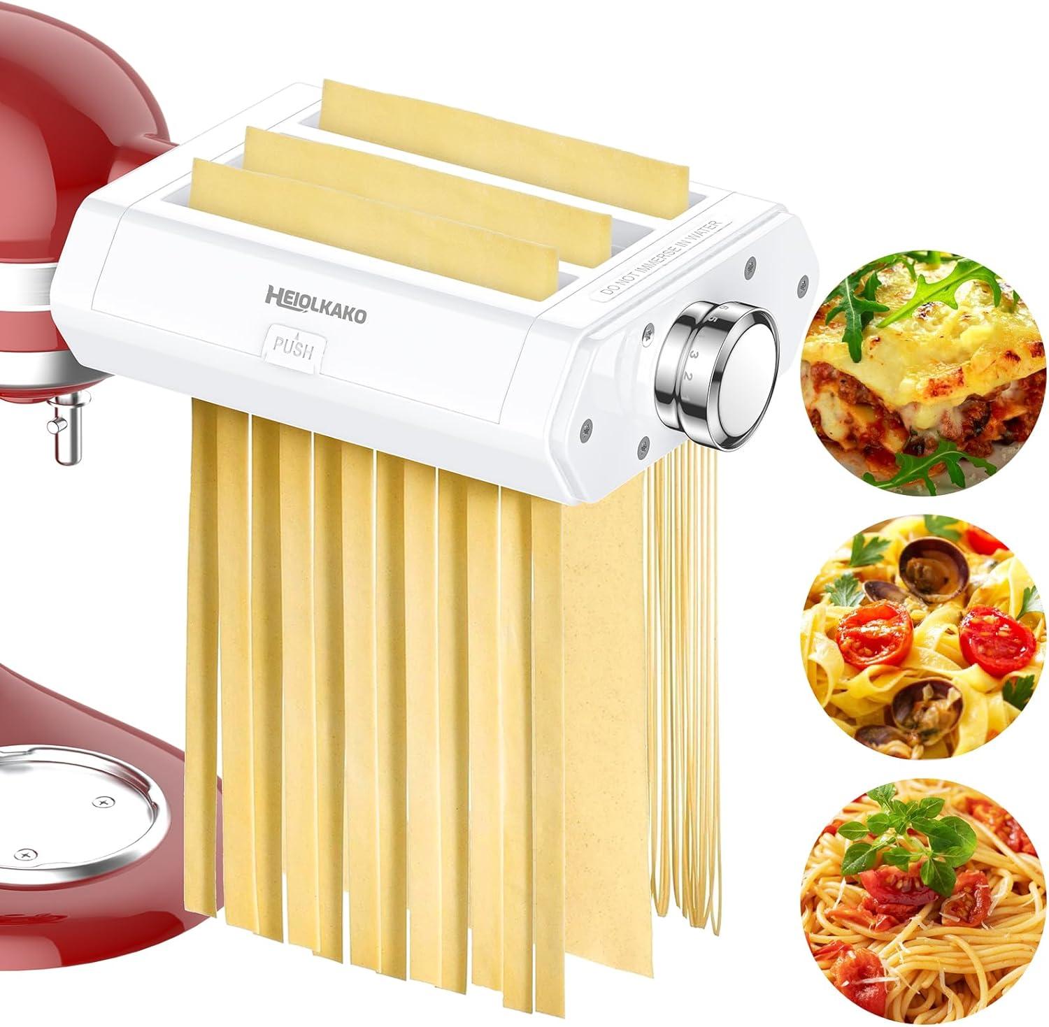 White Stainless Steel 3-in-1 Pasta Maker Attachment for KitchenAid