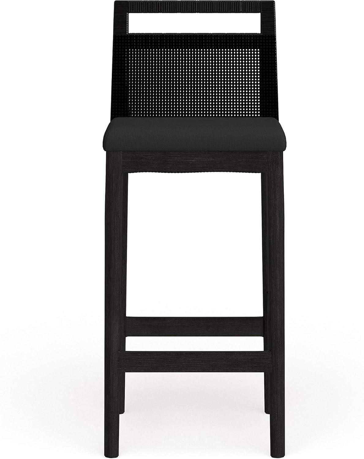 Maldives Inspired Transitional Black Bar Stool with Acrylic Cushion