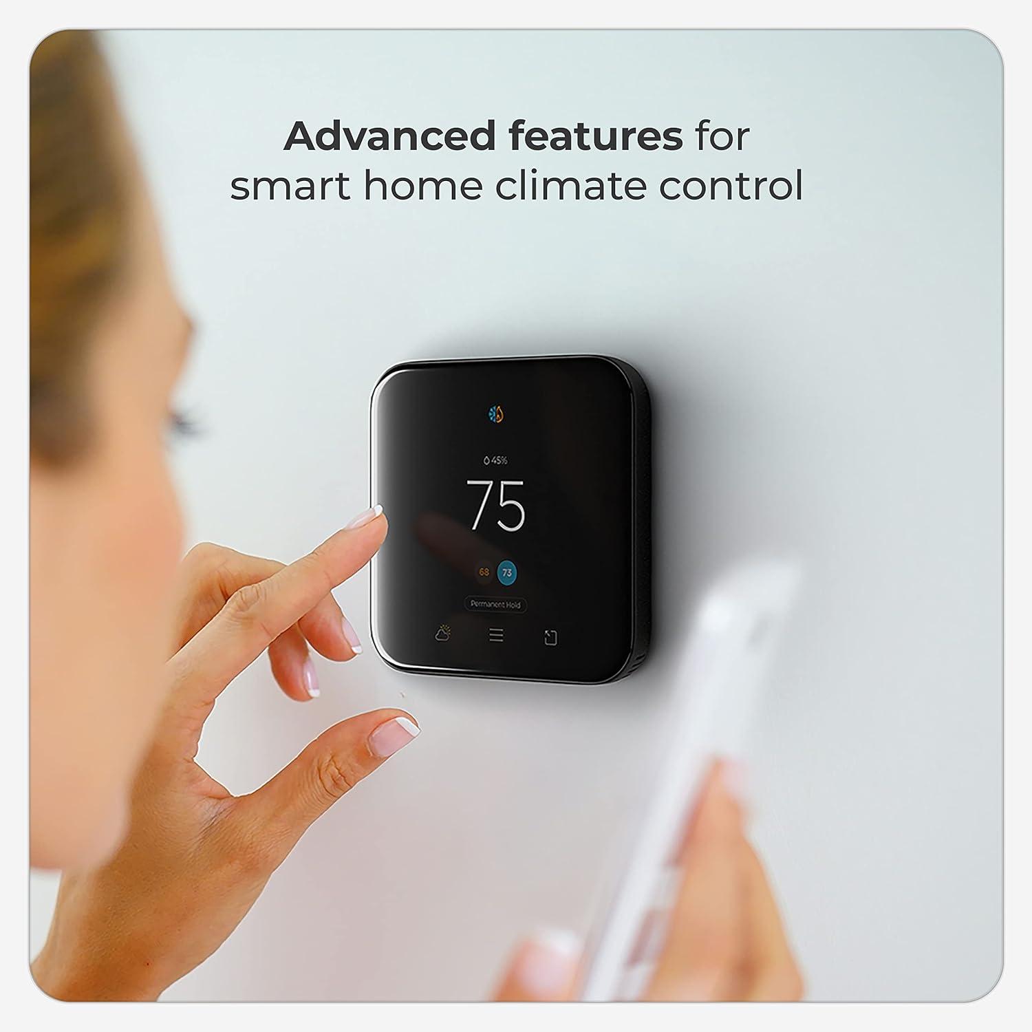 Cielo Black Square Smart Touchscreen Thermostat with Voice Control