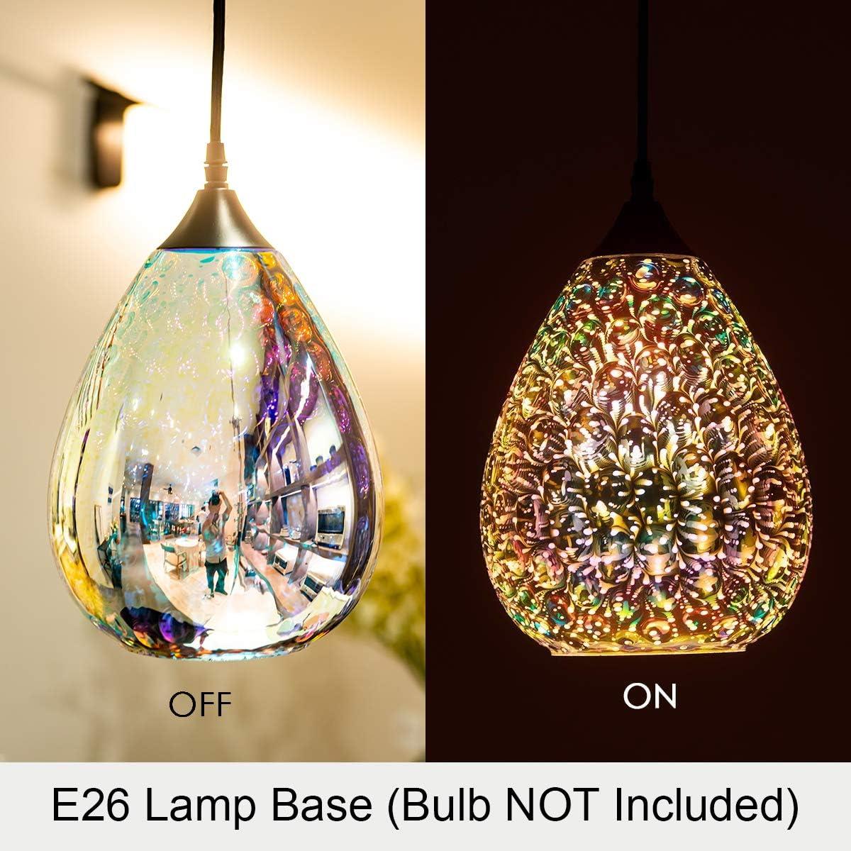 Pendant Lights for Kitchen Island, Glass Modern Hanging Ceiling Light Fixtures Dining Table Bathroom Bedroom Sink Bar, Pendant Kitchen Lighting with Colored Shade 7.8 inch Diam