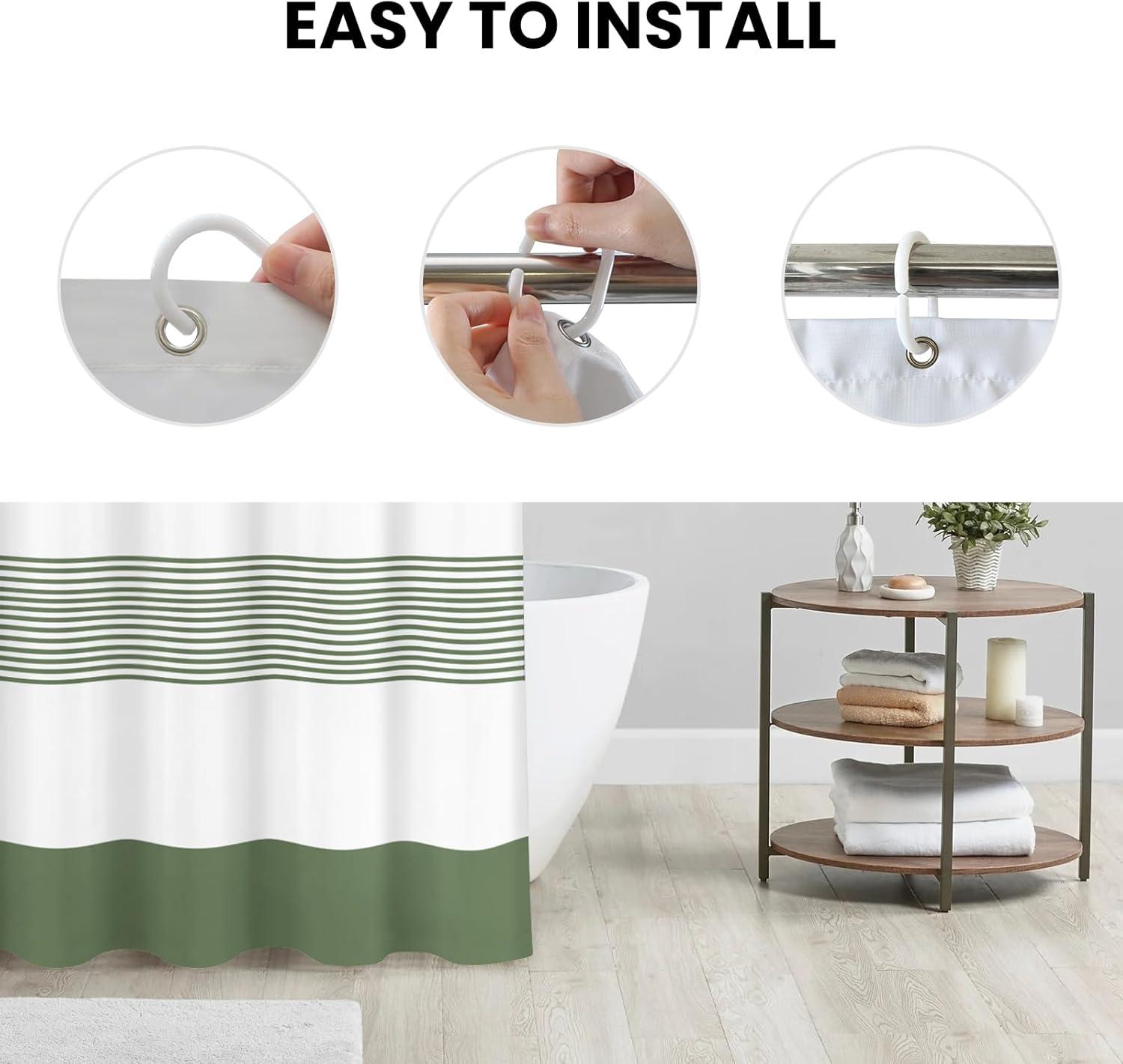 Broddrick Striped Shower Curtain with Hooks Included