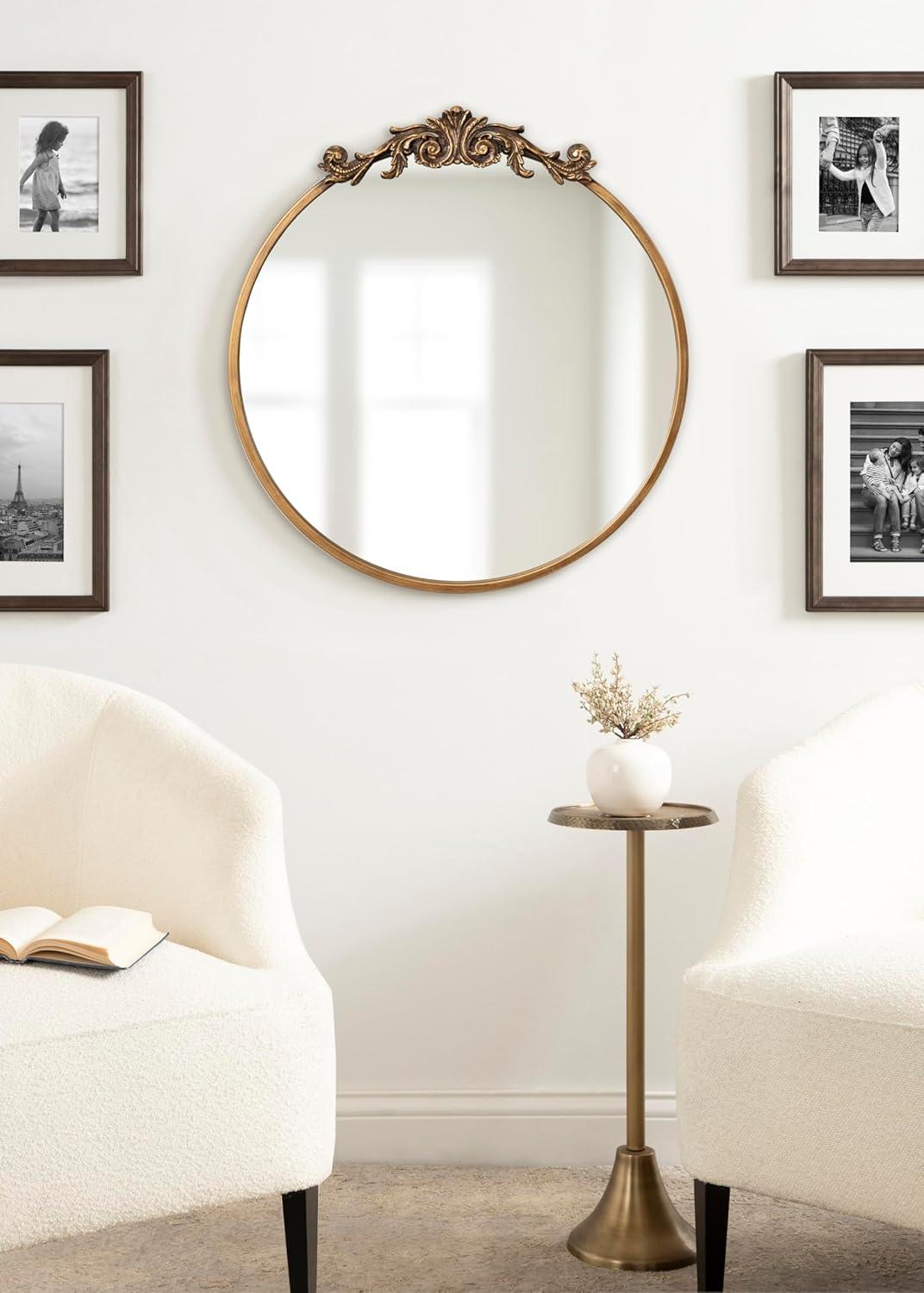 Kate and Laurel Arendahl Metal Round Mirror, 24" Diameter, Gold