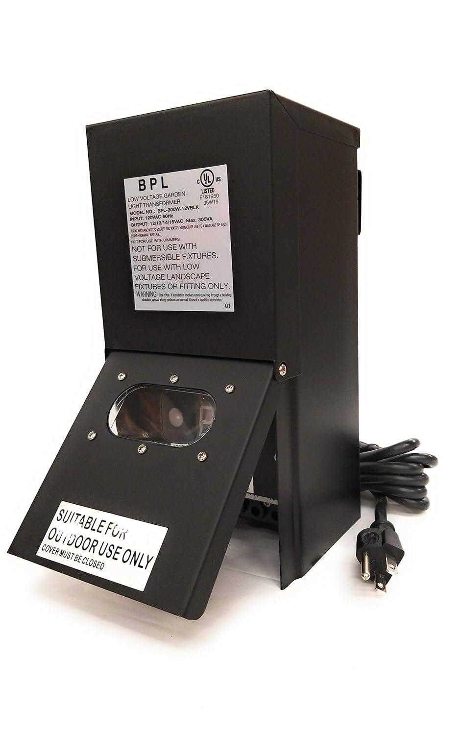 300W Multi Tap 12V - 15V Black Case Low Voltage Landscape Light Transformer