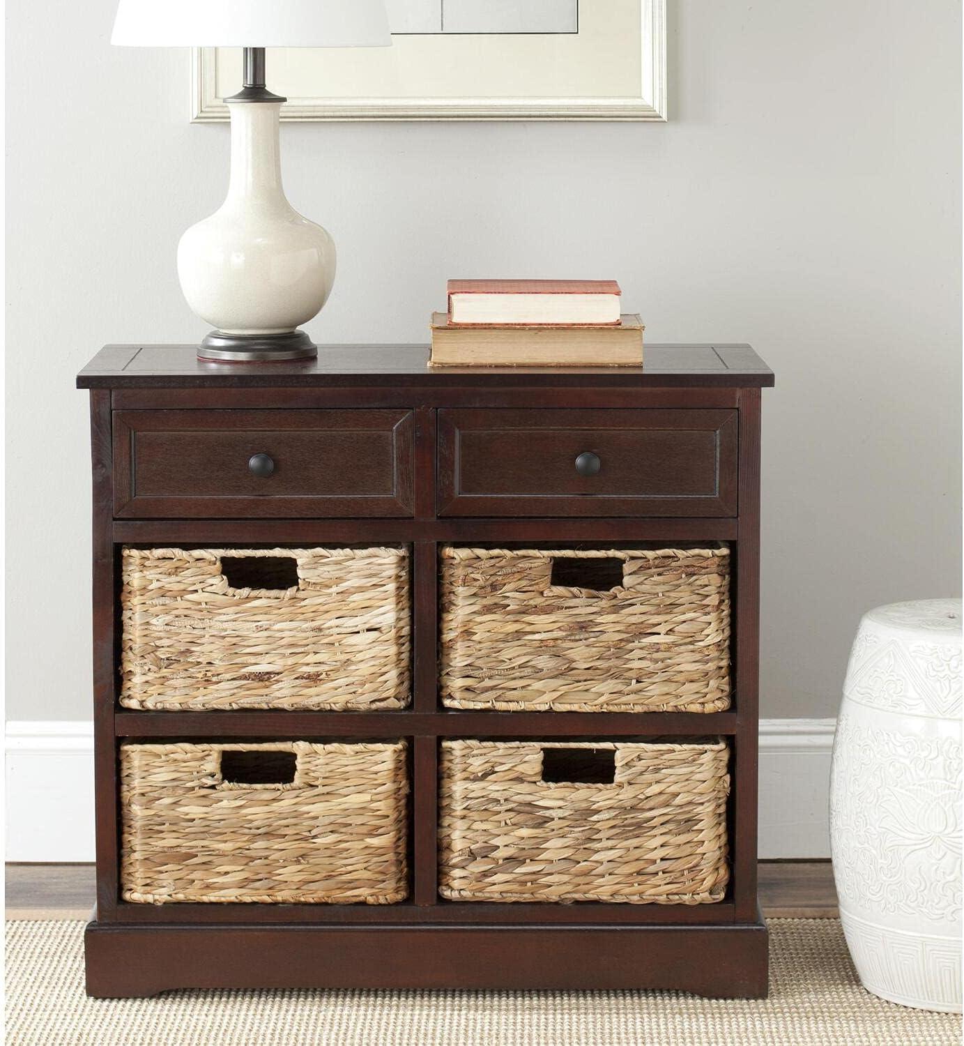 Herman Storage Unit with Wicker Baskets - Red - Safavieh.