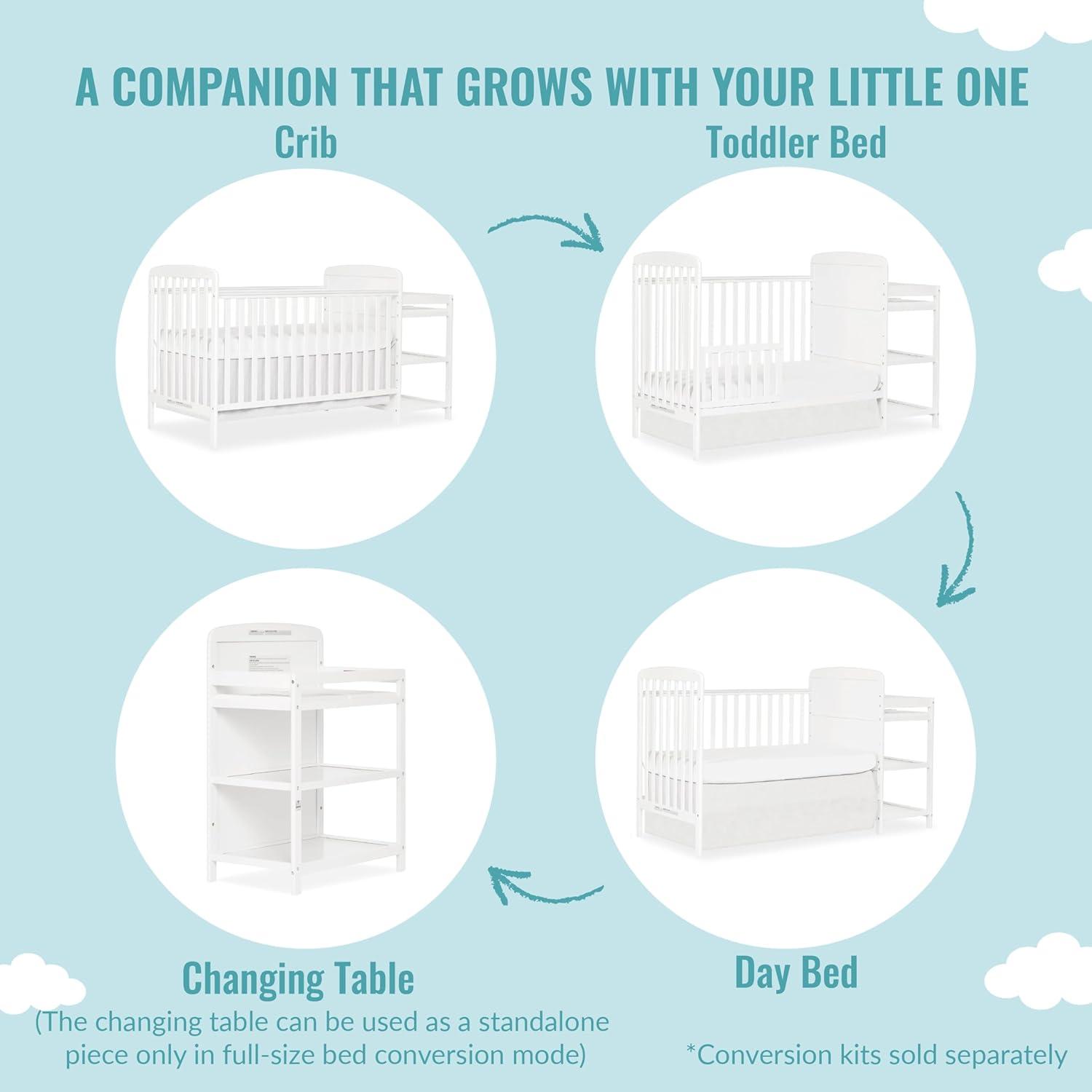 Dream On Me Anna 4 in 1 Full-Size Crib and Changing Table Combo