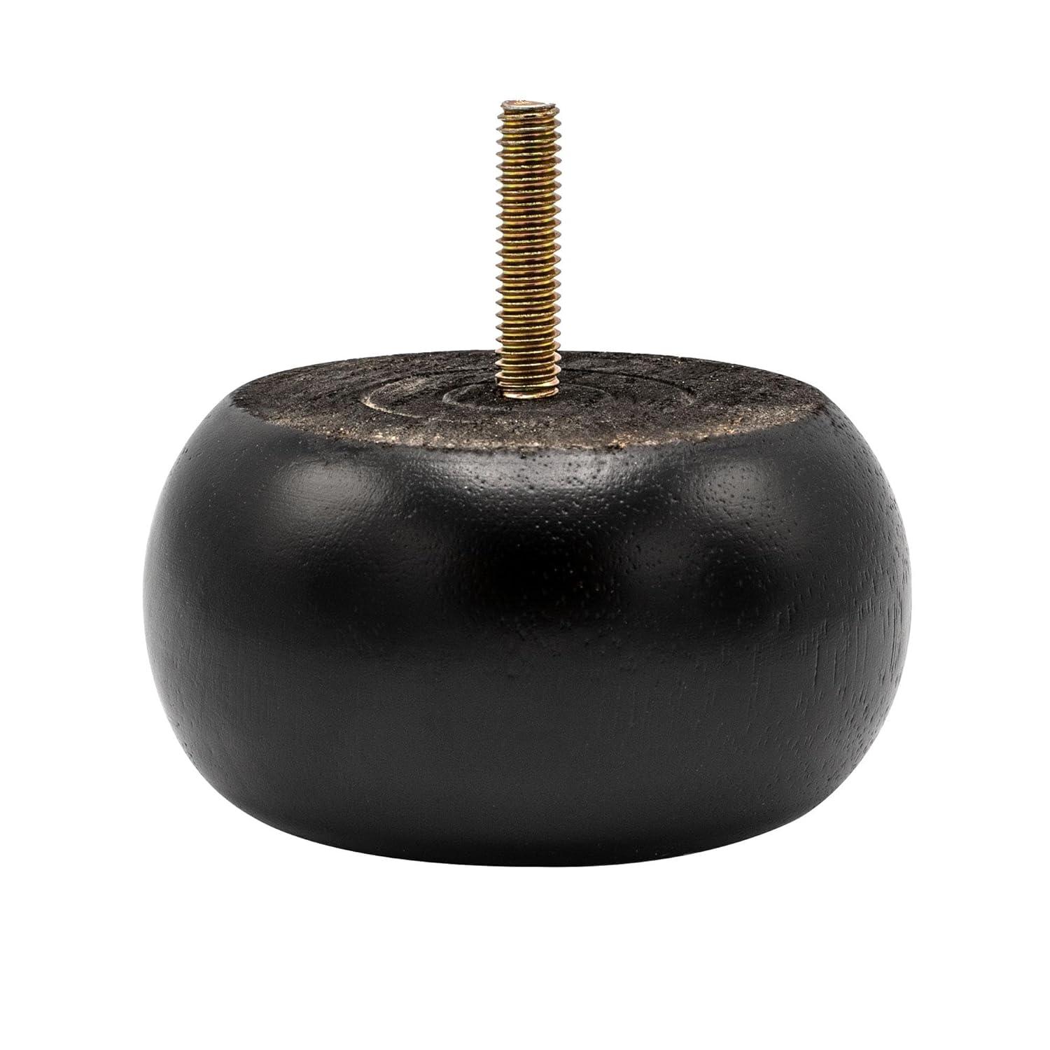 1-7/8in H x 3-5/8in Dia Stained Espresso Solid Hardwood Bun Foot Leg, Pack of 4 (Set of 4)