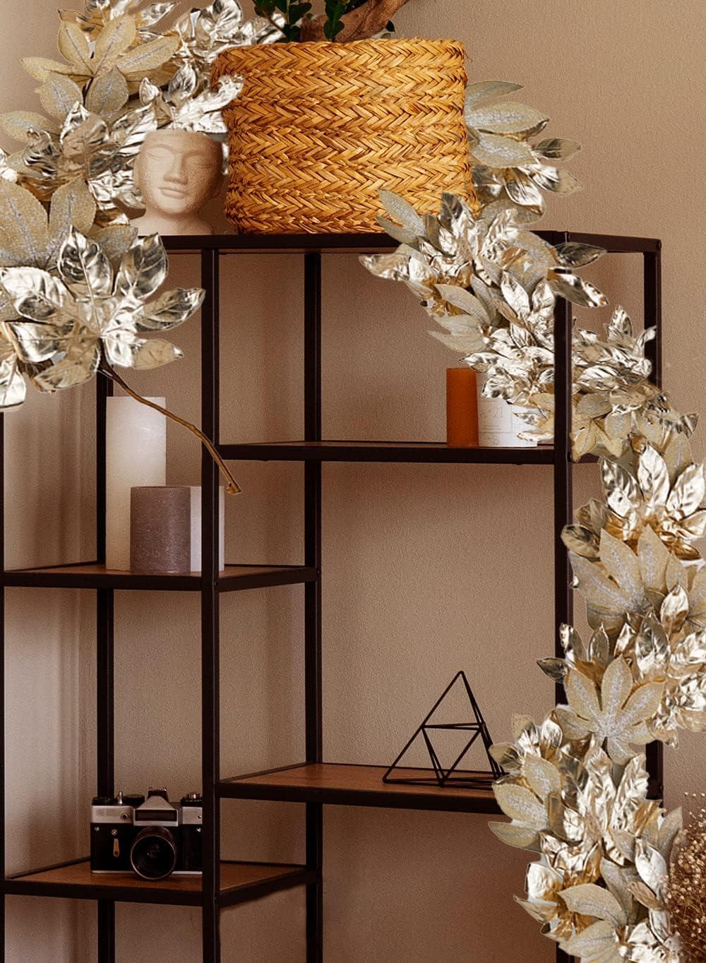 Serene Spaces Living Large Gold Leaf Garland, Decorative Gold Garland for Christmas, 72" Long