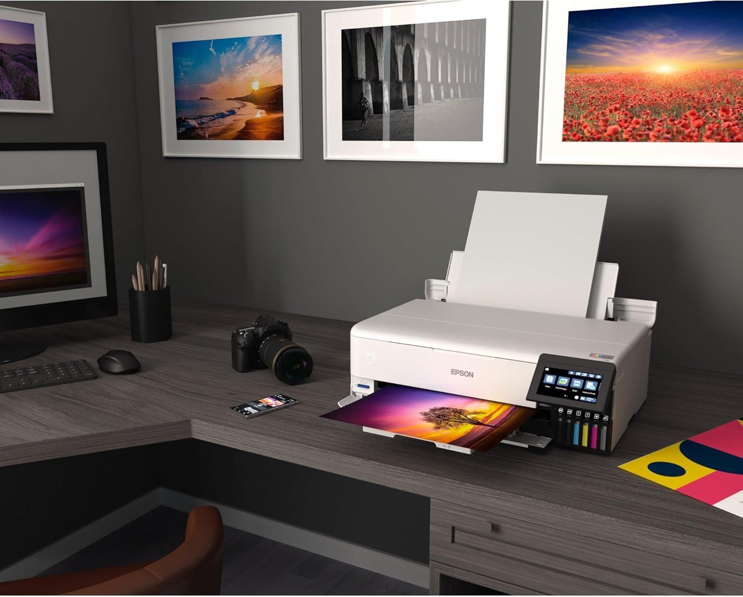 Epson EcoTank Photo ET-8550 Wireless Wide-Format Color All-in-One Supertank Printer with Scanner, Copier, Ethernet