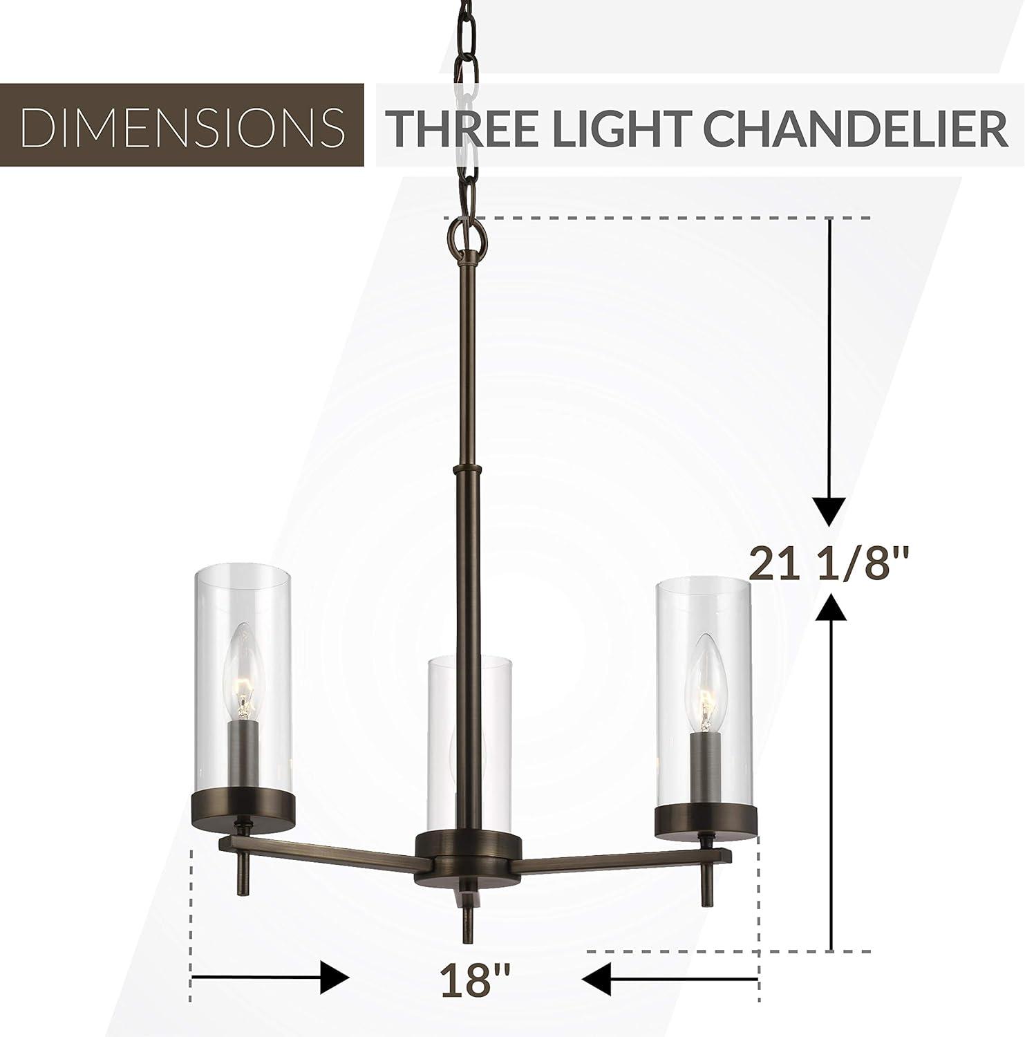 Brushed Oil Rubbed Bronze Mini 3-Light Chandelier with Clear Glass Shades