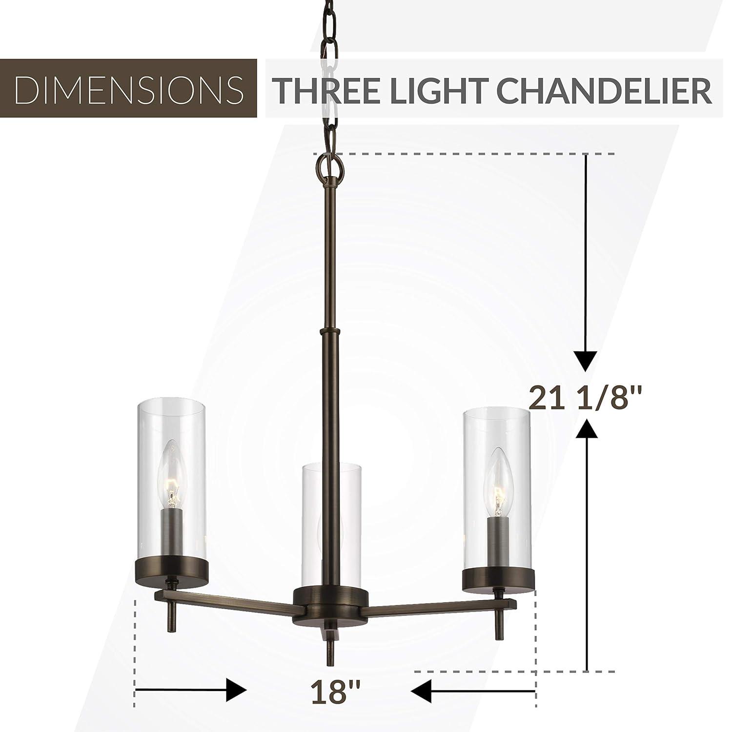 Zire Mini 3-Light Chrome Chandelier with Clear Glass Shades