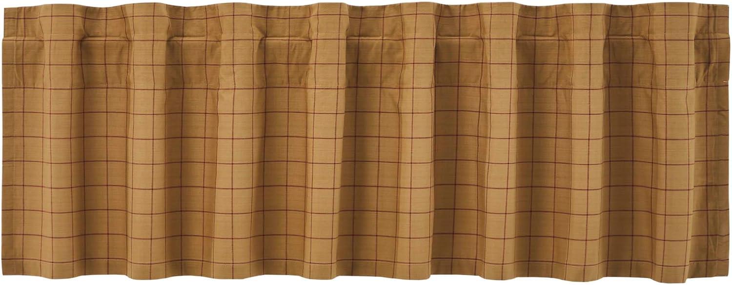 Connell Tan and Burgundy Cotton Rod Pocket Valance