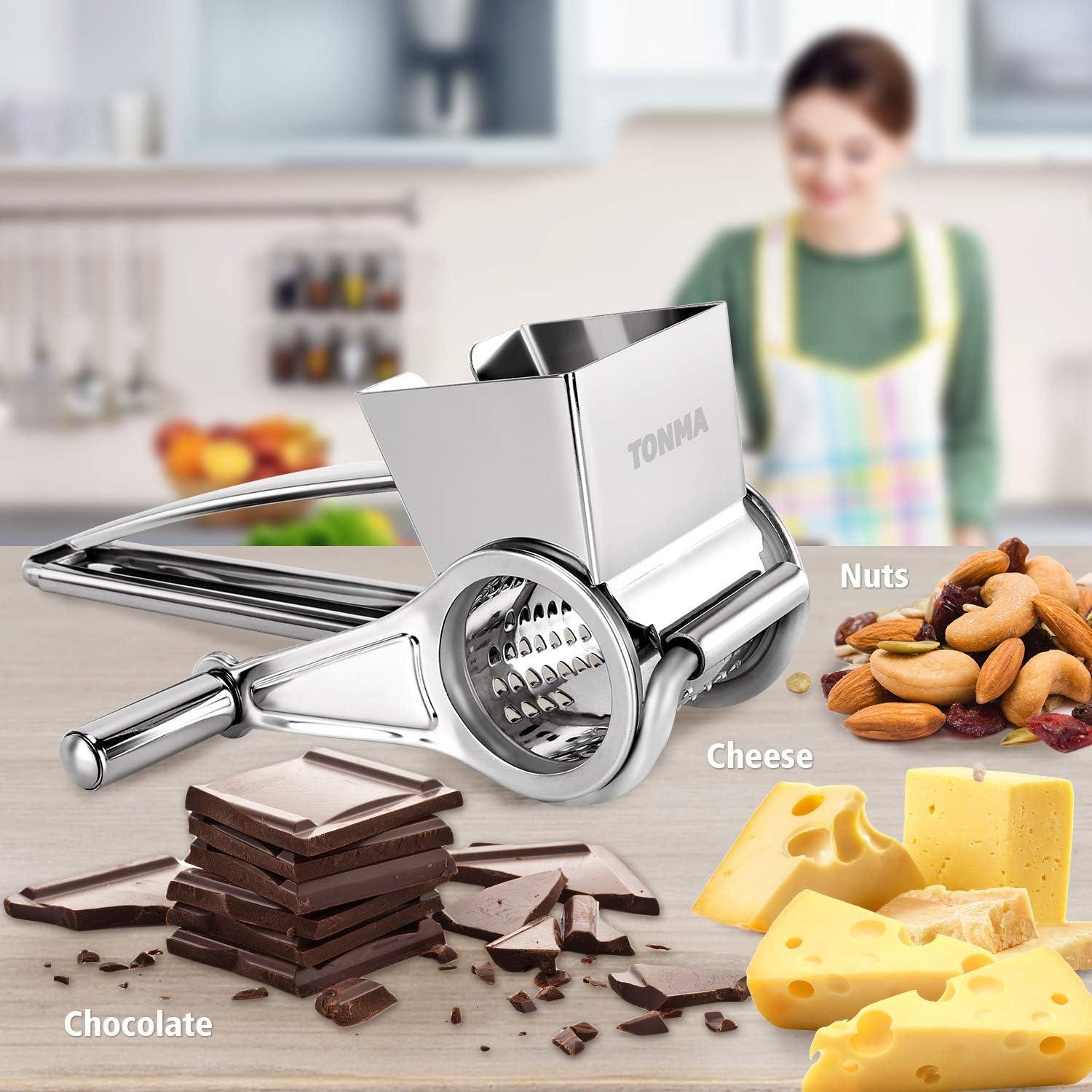 CAKVIICA Multipurpose Cheese Grater With 1 Stainless Steel Handheld Drums For Mozzerella Vegetables And More Ergonomic Design