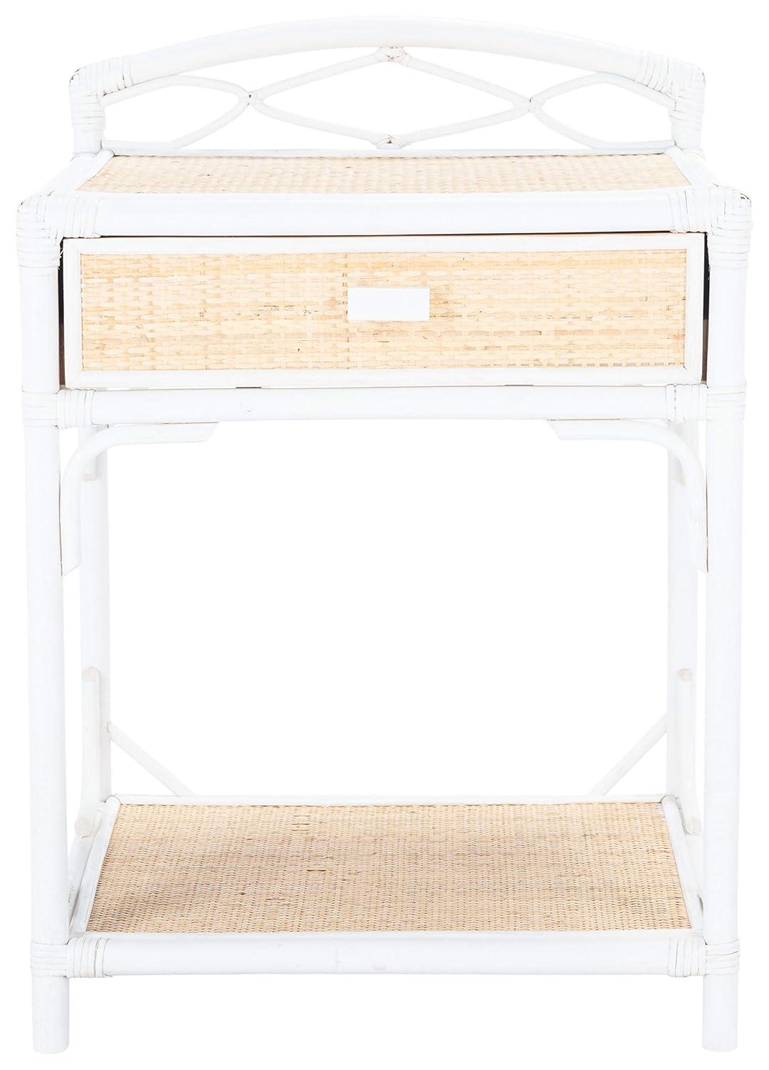 Roya 1 Drawer 1 Shelf Nightstand - NST4005 - White/Natural - Safavieh