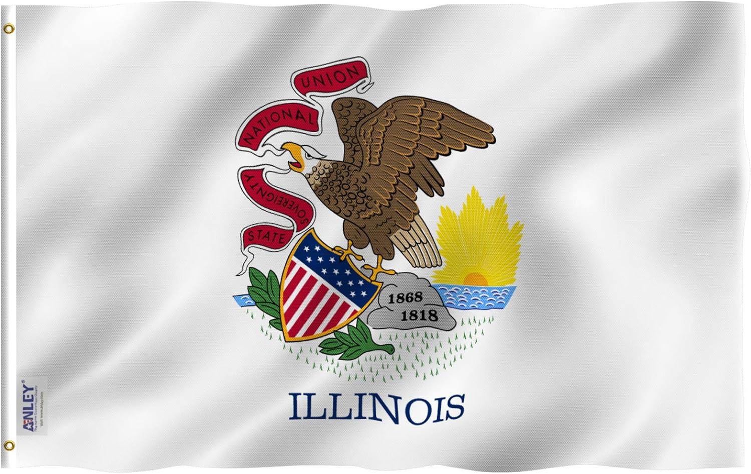 Illinois State Flag 3x5 Feet Polyester with Brass Grommets