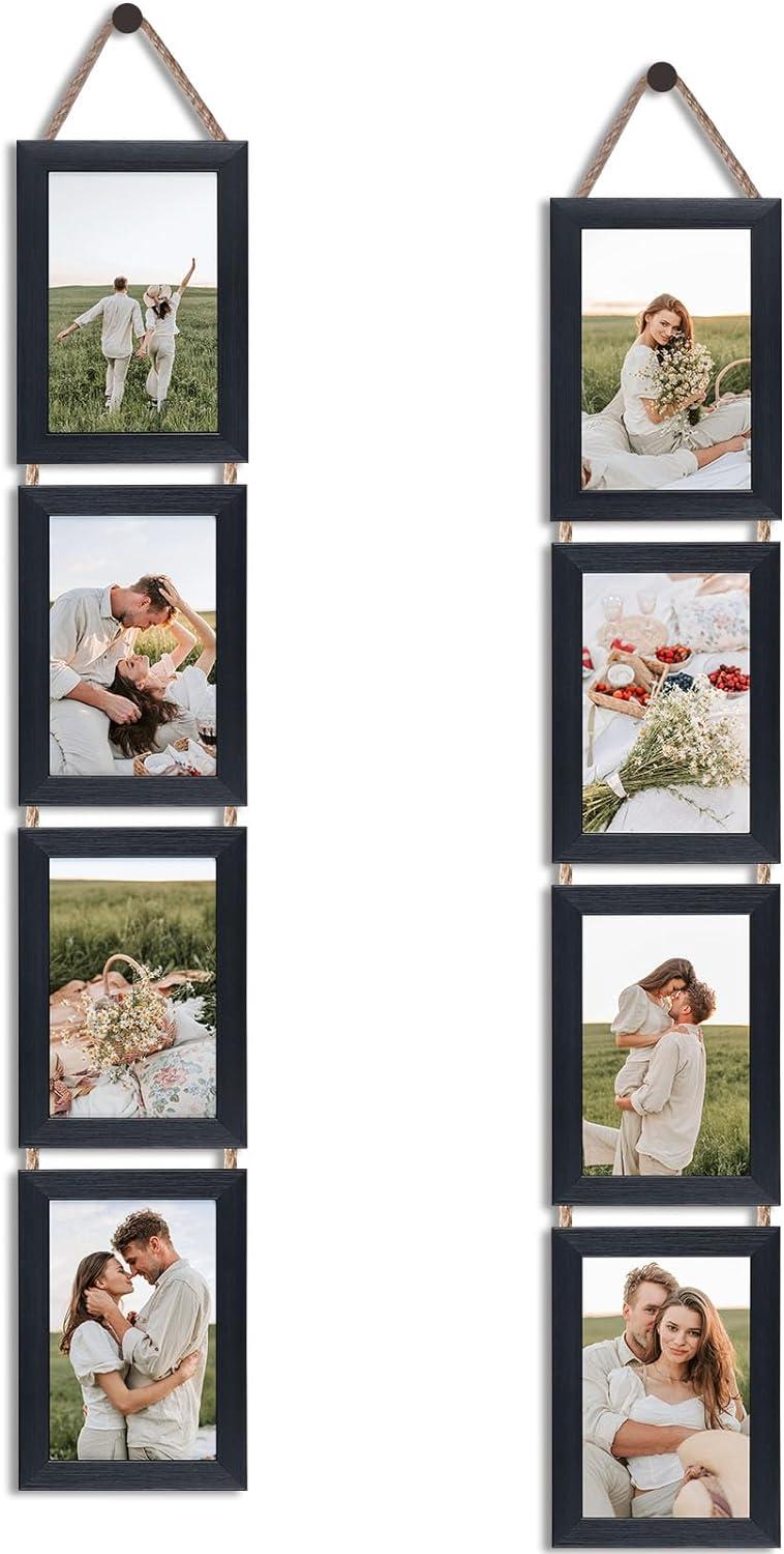 4x6 Collage Picture Frames Set of 2, Black Hanging Photo Frame for Wall