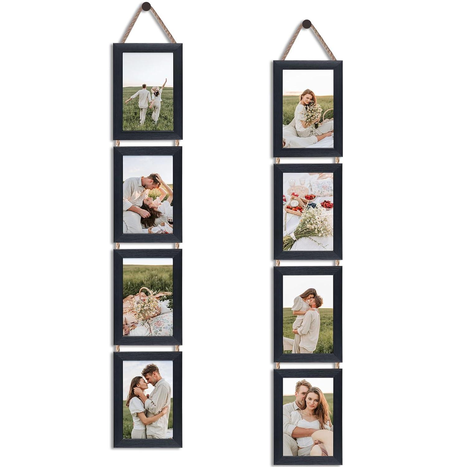 4x6 Collage Picture Frames Set of 2, Black Hanging Photo Frame for Wall