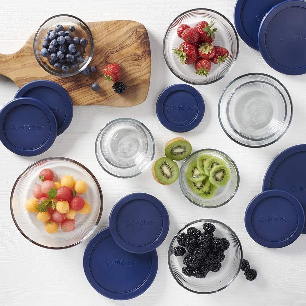 18-Piece Blue Glass Meal Prep Canister Set with Lids