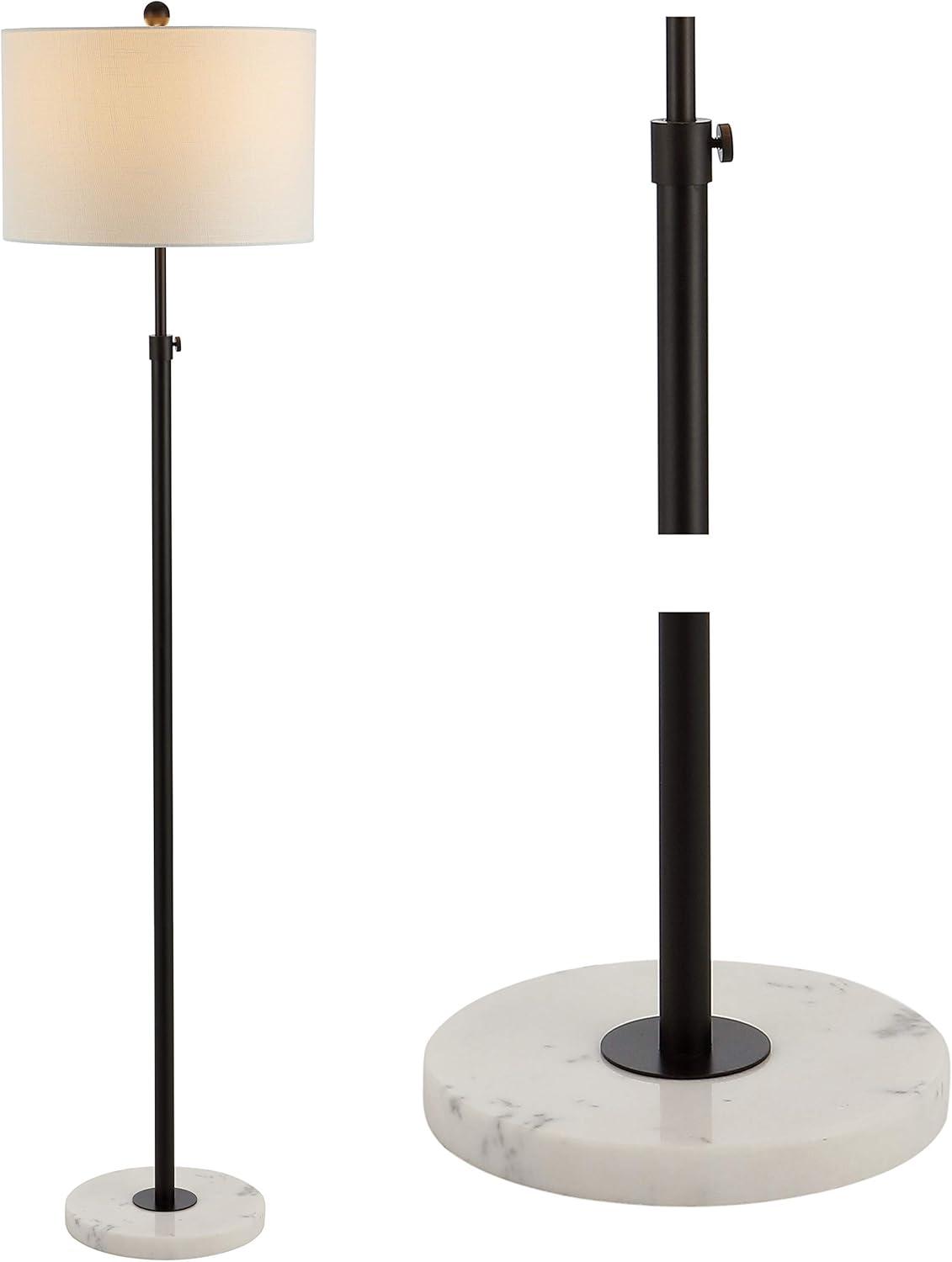 June Contemporary Adjustable 66" Oil-Rubbed Bronze Floor Lamp with White Linen Shade