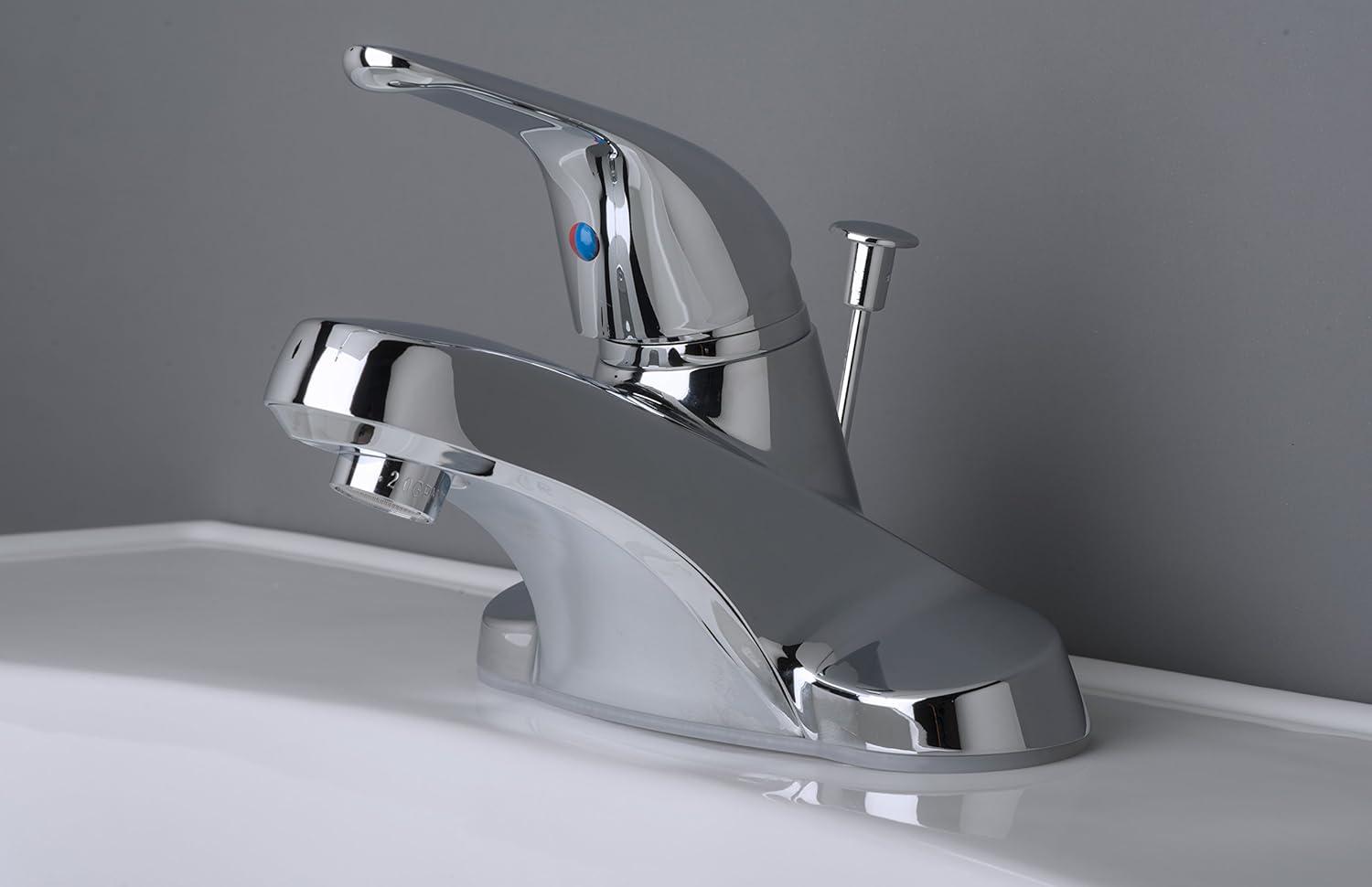 Chrome Single Handle Centerset Bathroom Faucet with Pop-Up Drain