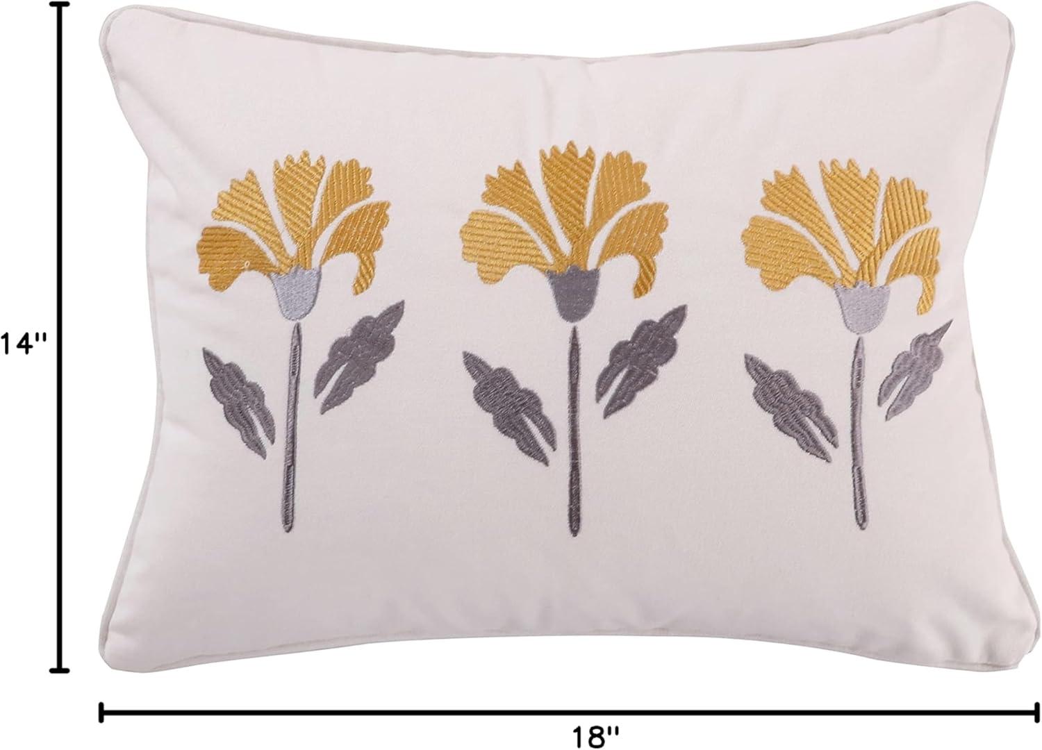 St. Claire Embroidered Flower Rectangular Throw Pillow