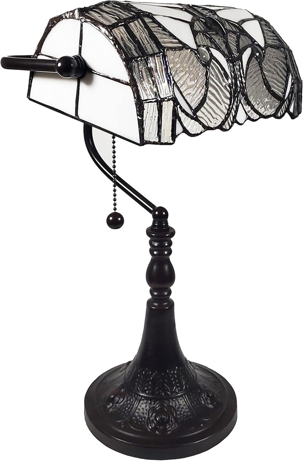 Amora Lighting Tiffany Style Vintage Banker Lamp - 16" Tall