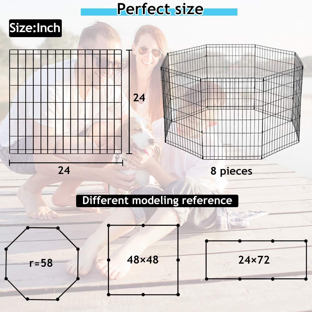 Dkeli Dog Fence Outdoor Dog Playpens for Small Dogs, Portable, Foldable,24 inch