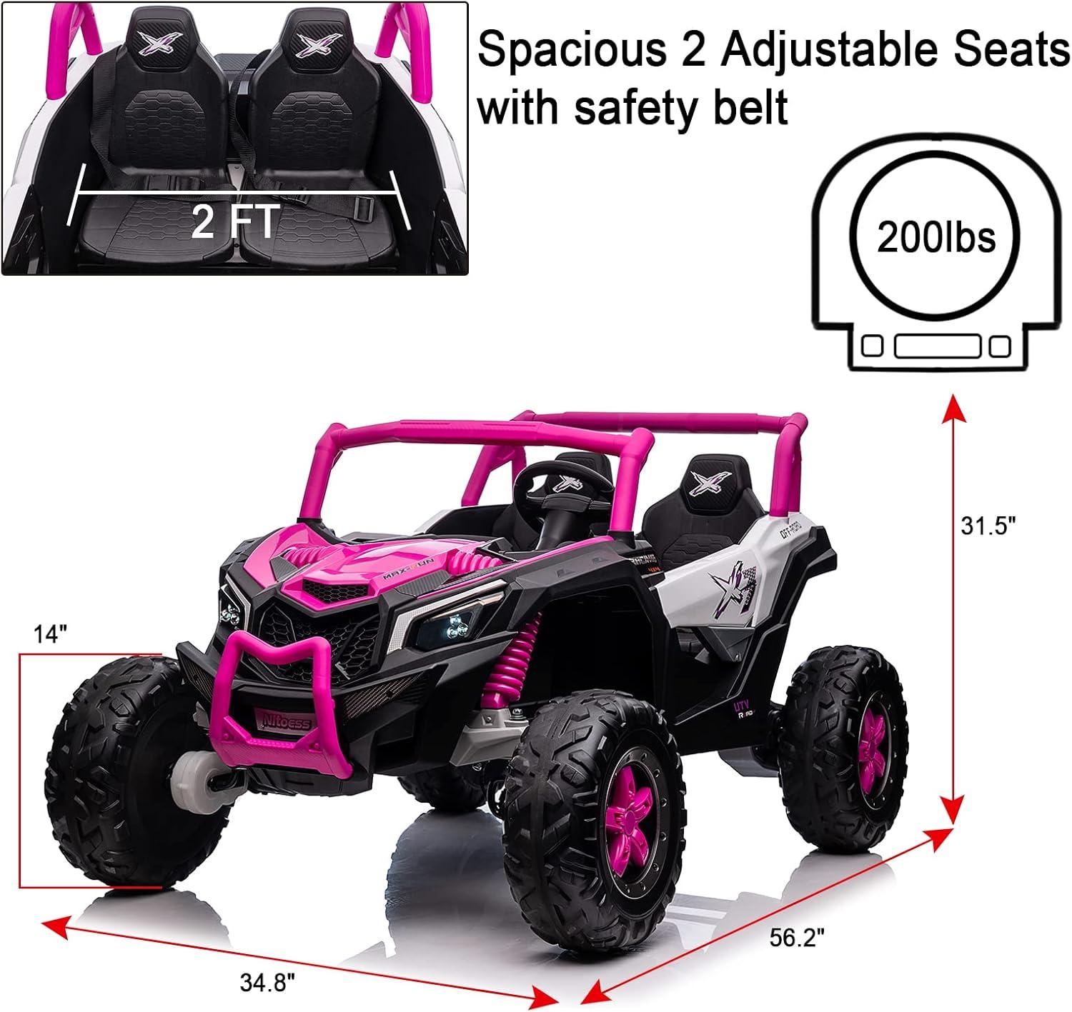 Track 7 24V Ride on UTV, 2-Seater Ride on Car with Remote Control, Music, 2 Speed, Key Start, 4x4 Ride on Off-Road Truck, Blue