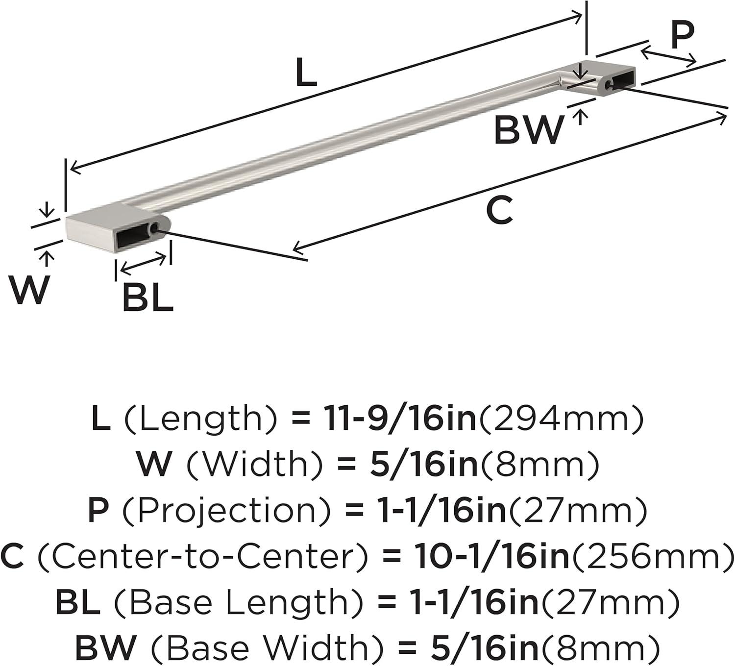 Brushed Nickel Modern Cabinet Pull Bar with Mounting Hardware, 10 Pack