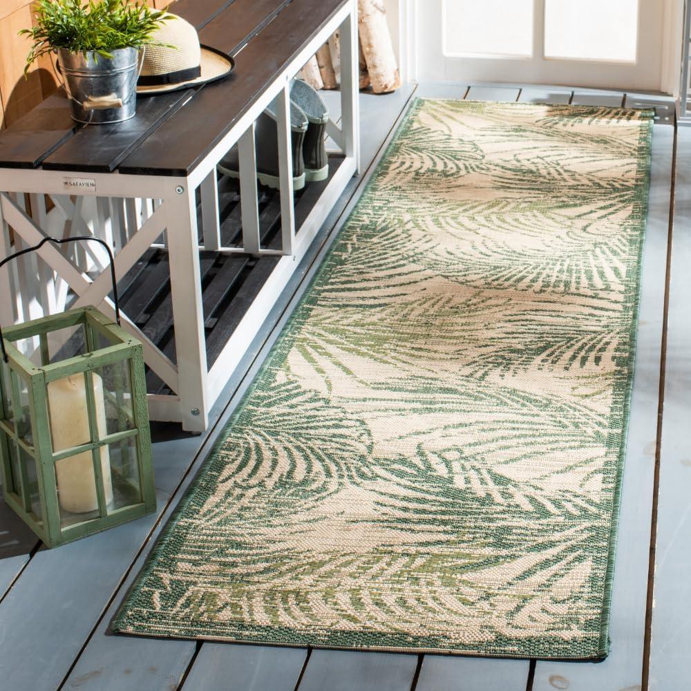 Courtyard CY7557 Power Loomed Indoor/Outdoor Runner Rug - Beige/Green - 2'3"x8' - Safavieh.