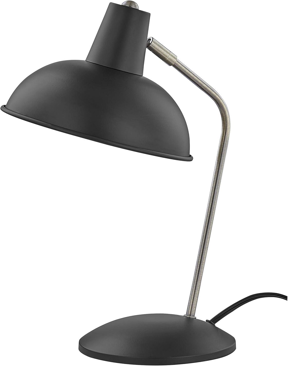 Light Society LS-T261-BK Hylight Black Retro Desk Lamp with Antique Brass Details, Mid Century Modern Vintage Style