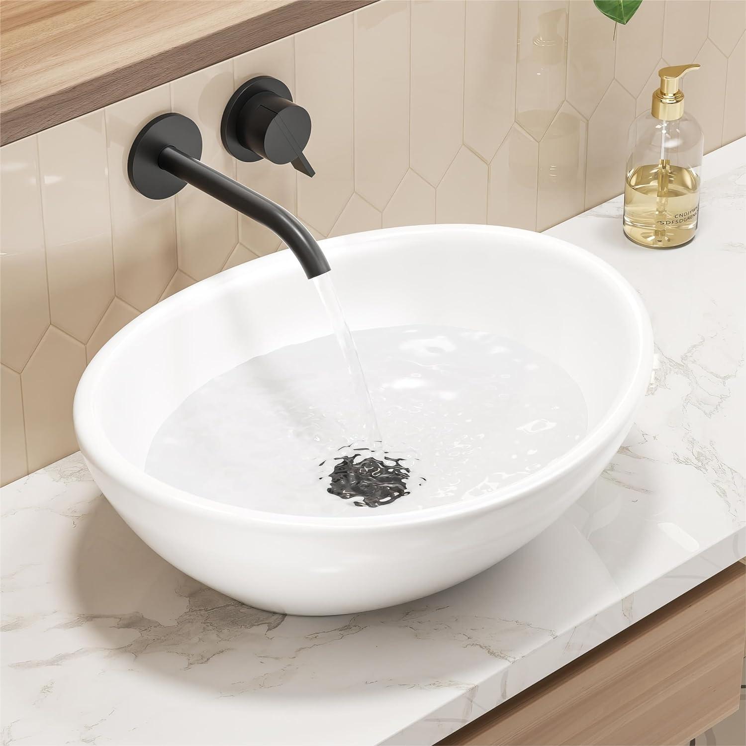 Eclisse 16" L x 13" W Vitreous China Oval Vessel Bathroom Sink