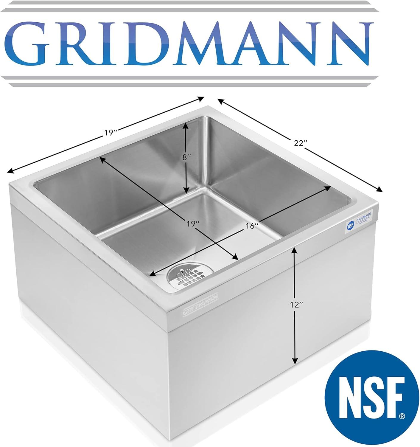 GRIDMANN 19'' L x 22'' W Floor Sink with Backsplash REST-SINK-MP-GR20