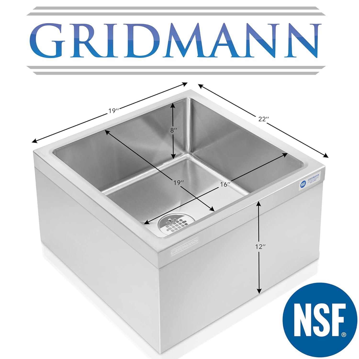 GRIDMANN 19'' L x 22'' W Floor Sink with Backsplash REST-SINK-MP-GR20