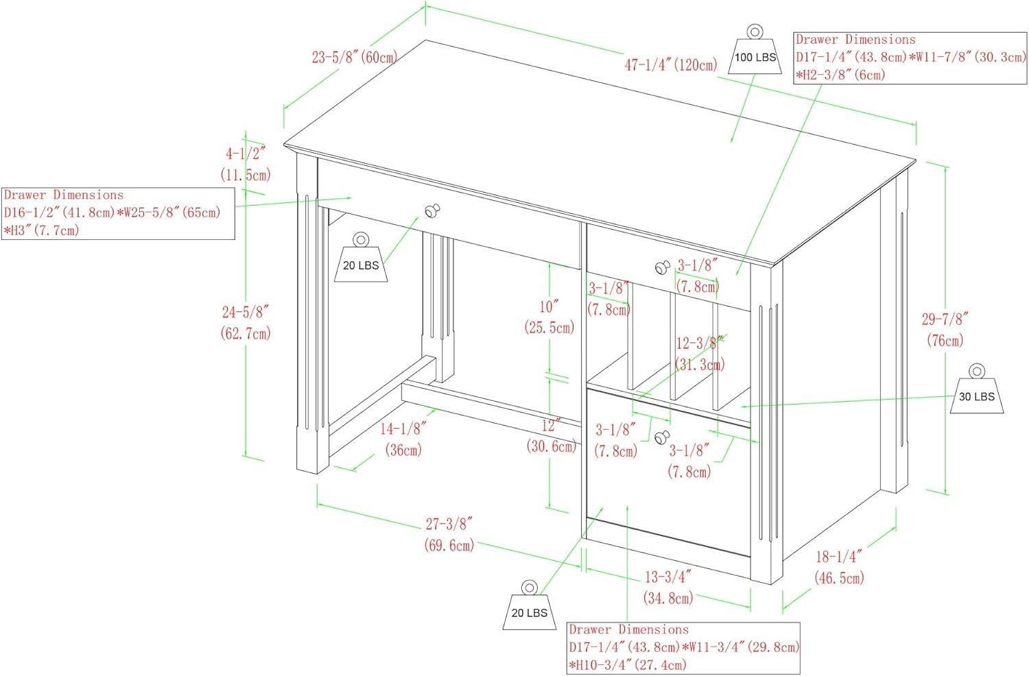 Walker Edison Modern Wood Computer Desk with Keyboard Tray and Drawers, White