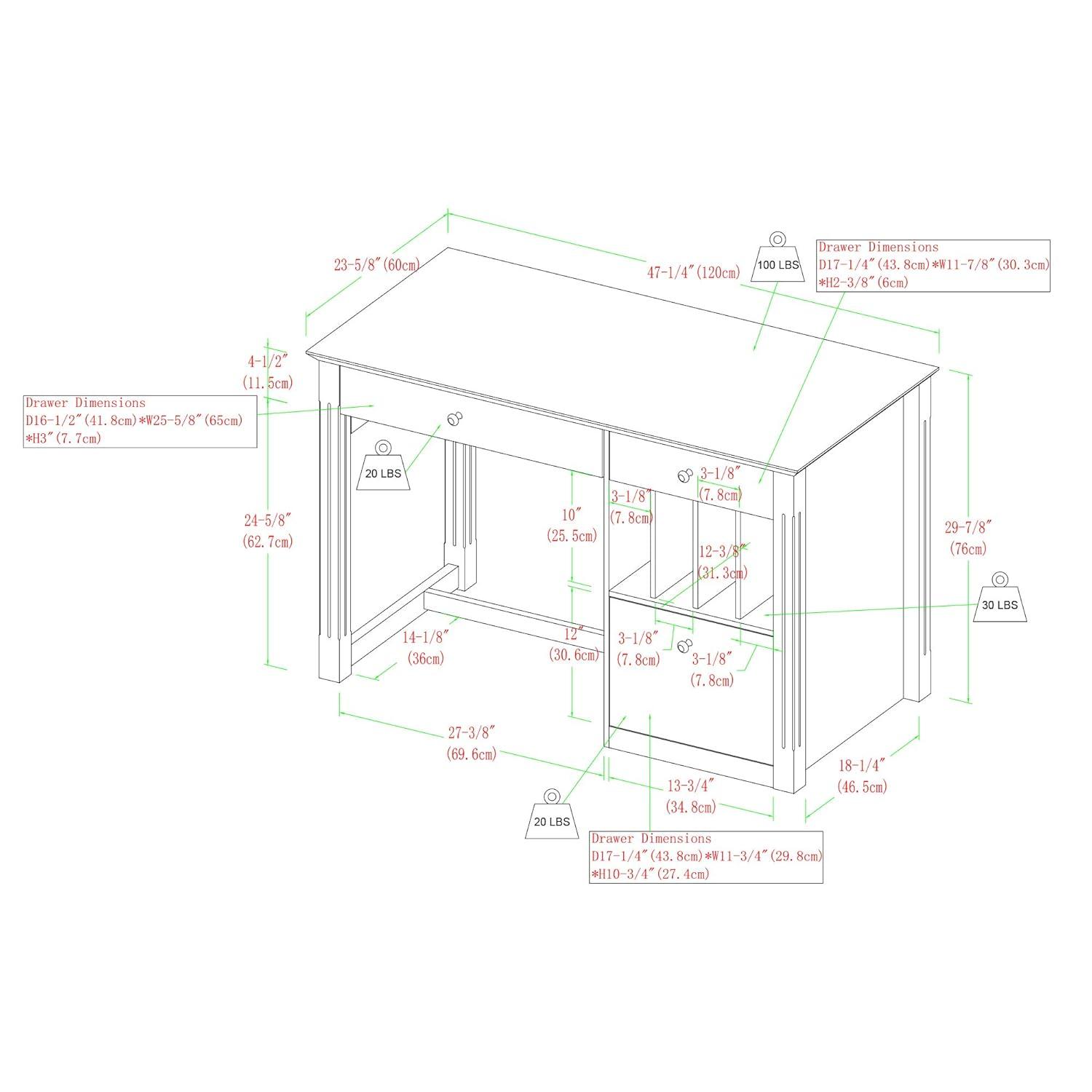 Walker Edison Modern Wood Computer Desk with Keyboard Tray and Drawers, White
