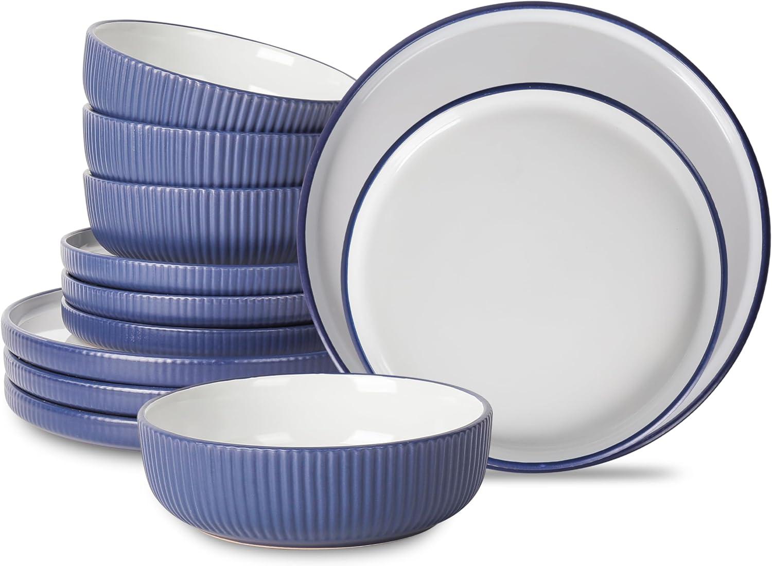 Christian Siriano Laro 12-Piece Dinnerware Set Stoneware, Service for 4, Black