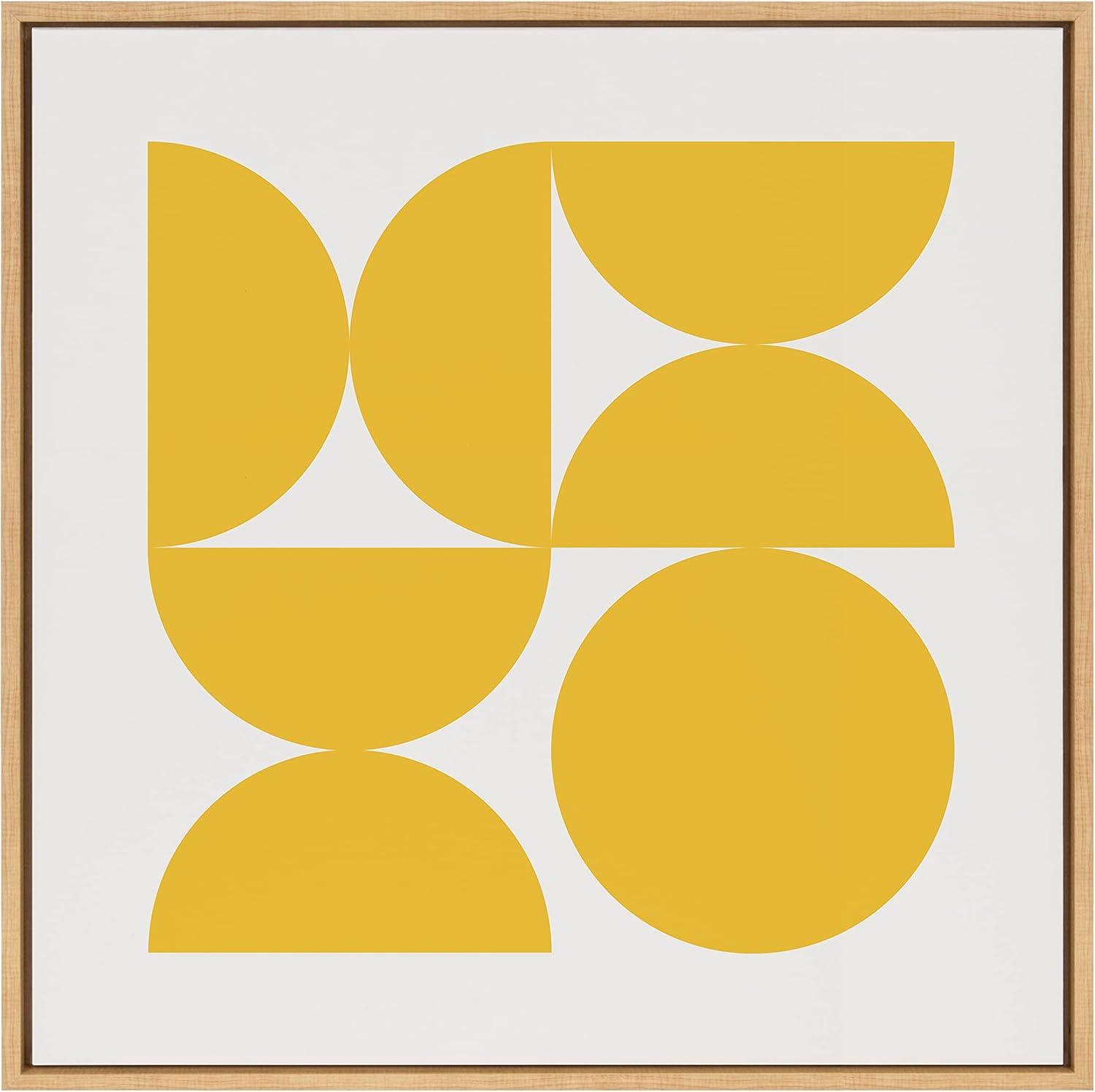 Sunshine Yellow Geometric Abstract Canvas Wall Art, 30x30 Natural Frame