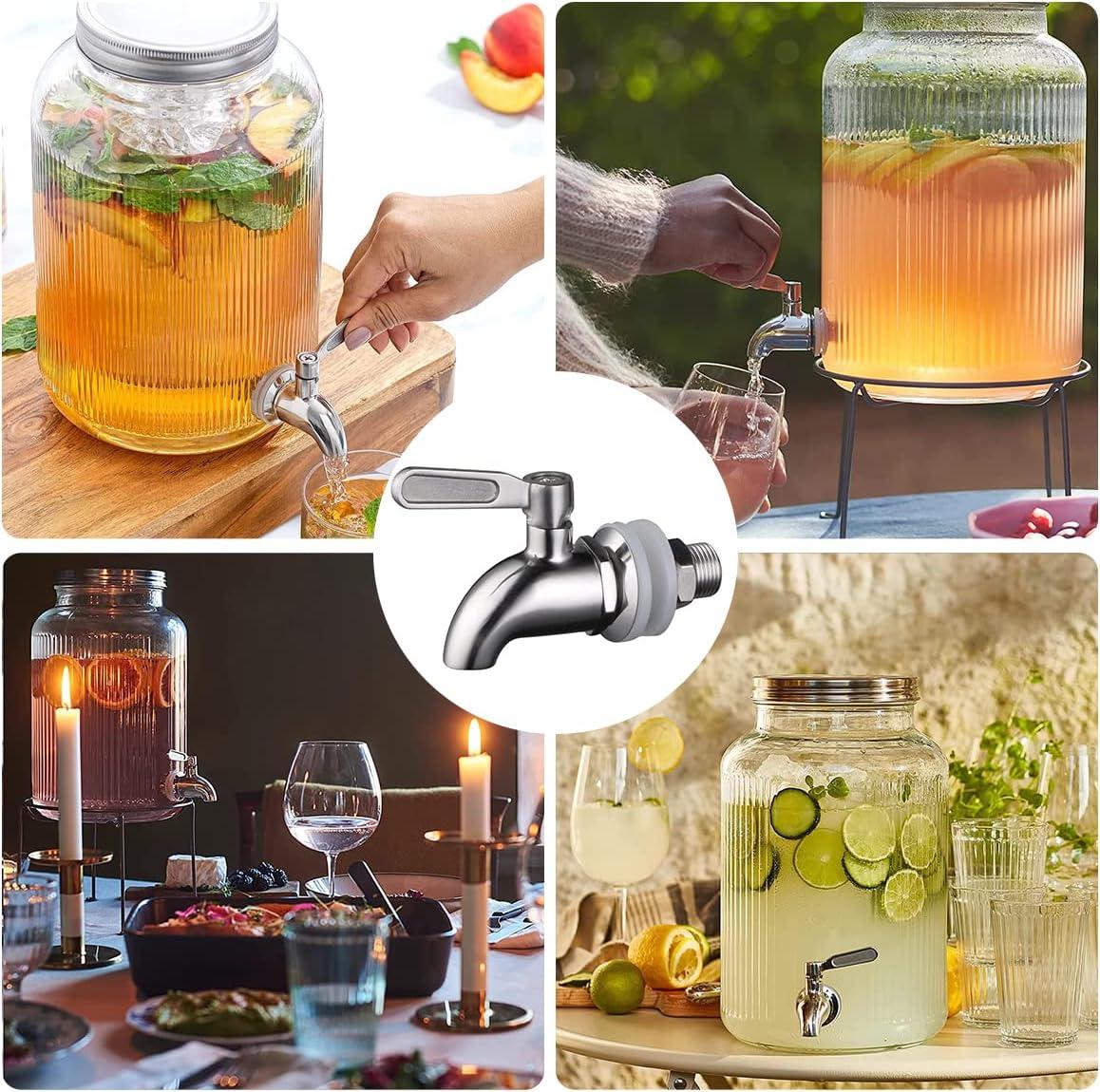 Polished Stainless Steel Beverage Dispenser Replacement Spigot Set