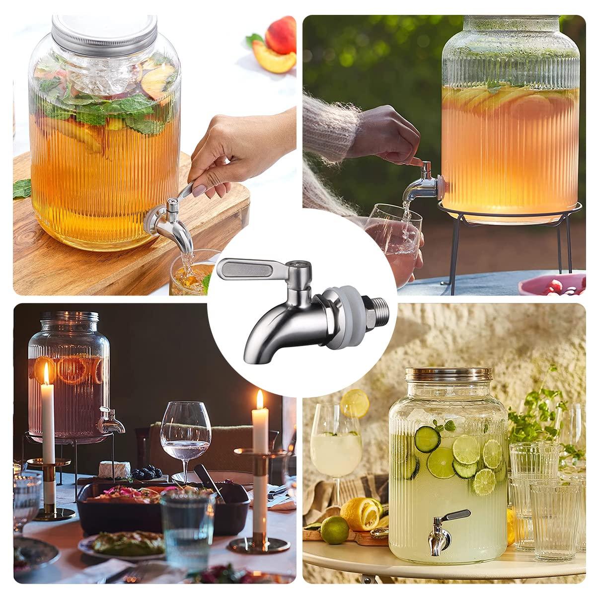 Polished Stainless Steel Beverage Dispenser Replacement Spigot Set