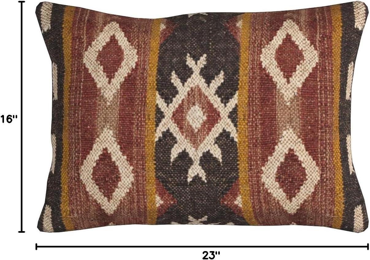 Kilim Embroidered Wool Blend Reversible Throw Pillow