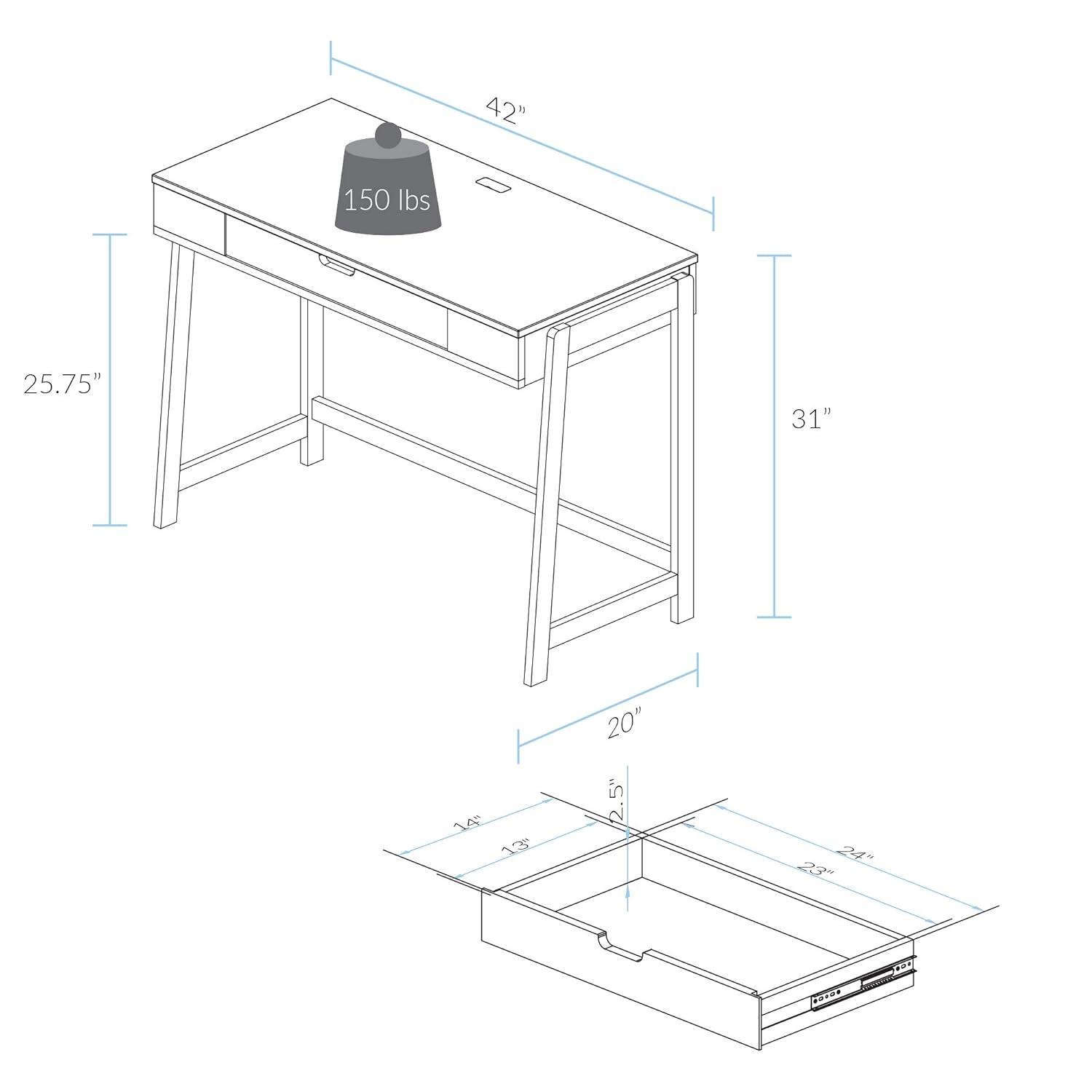Indoor Furniture Neorustic Smart Desk With Usb Ports - Two-Tone (White,Natural)