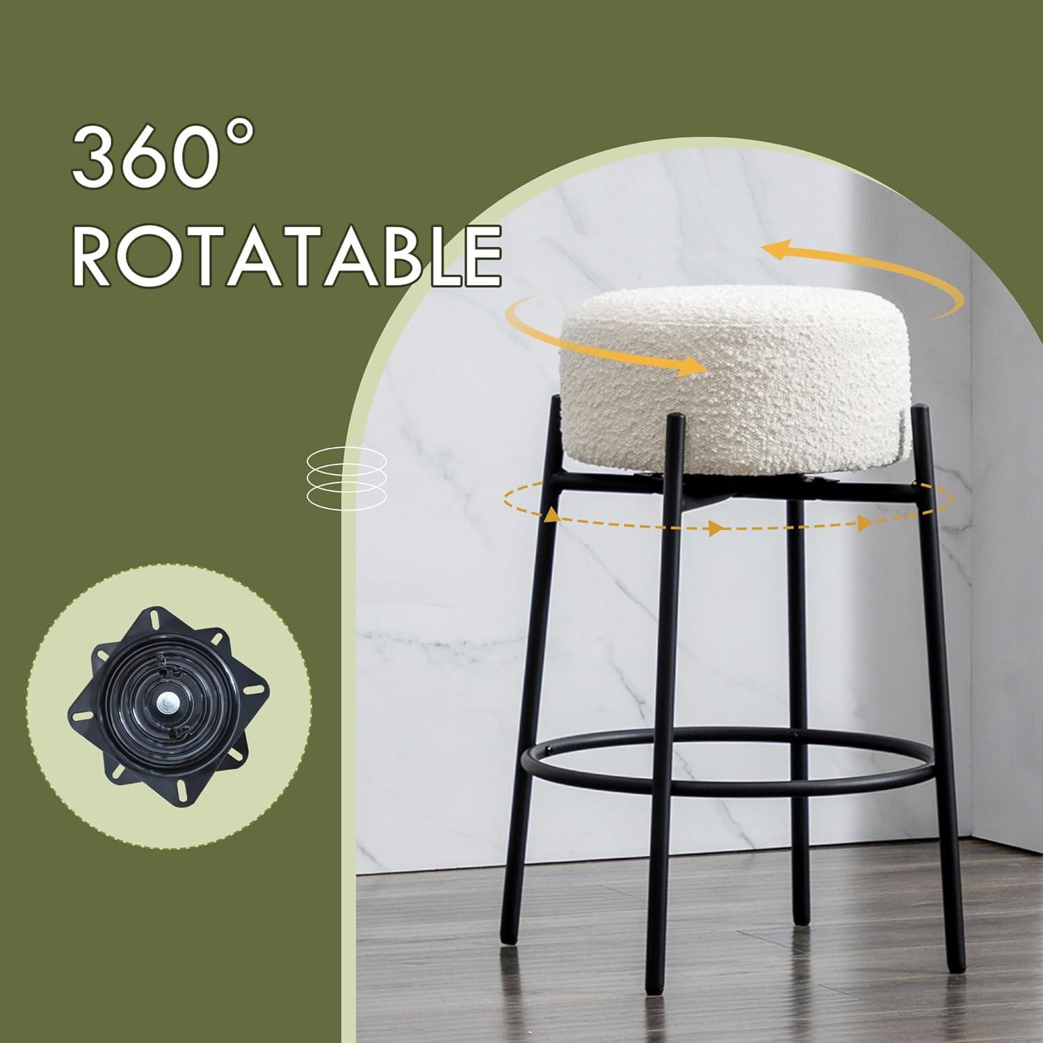 Amy Swivel Backless Boucle Upholstered 26.7"H Counter Stool with Steel Frame (Set of 2/3/4)