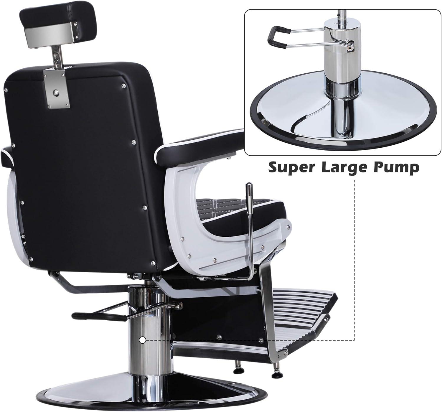 BarberPub Vintage Barber Chair Recline Salon Beauty Spa Shampoo Black 3825