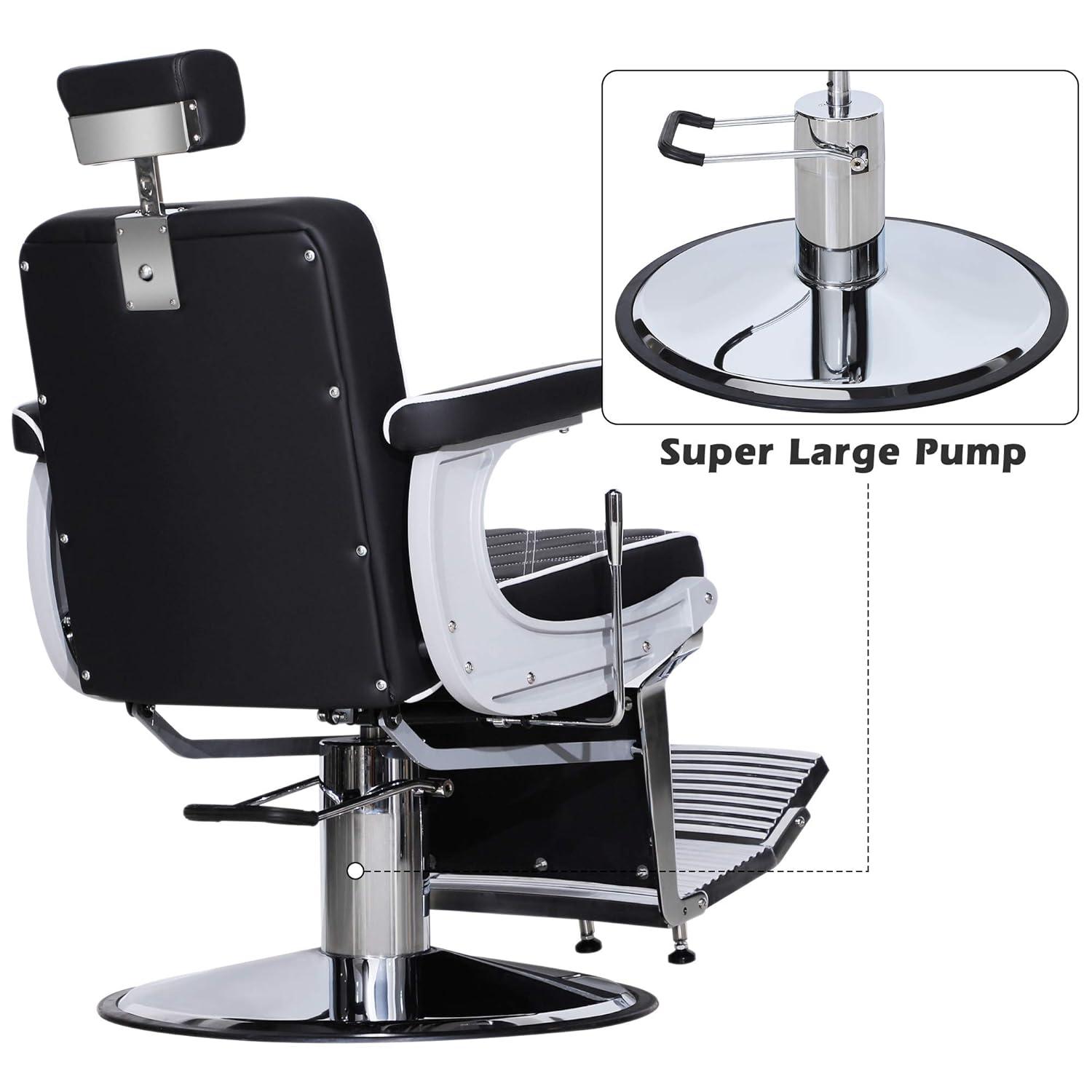 BarberPub Vintage Barber Chair Recline Salon Beauty Spa Shampoo Black 3825