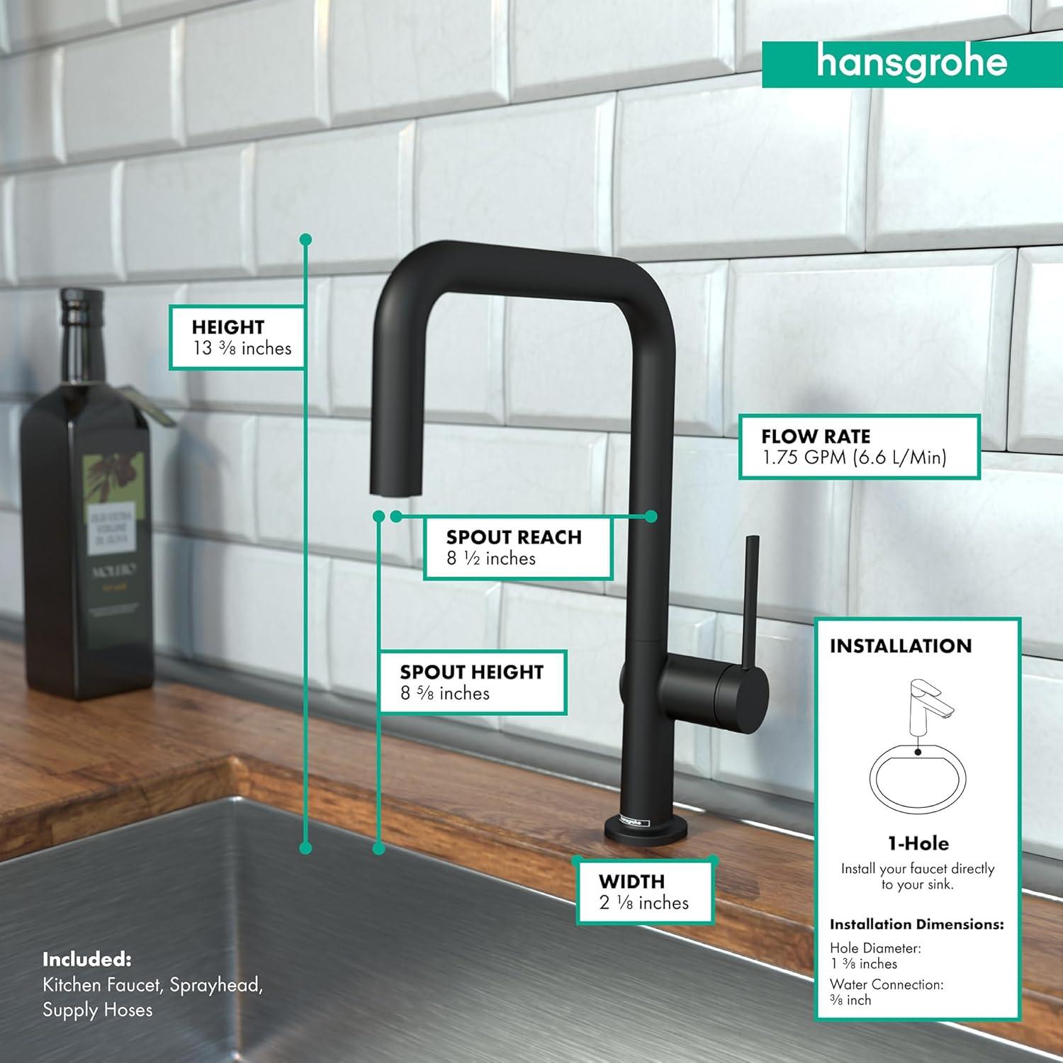 hansgrohe Talis N Kitchen Faucet, U-Style 1-Spray, 1.75 GPM