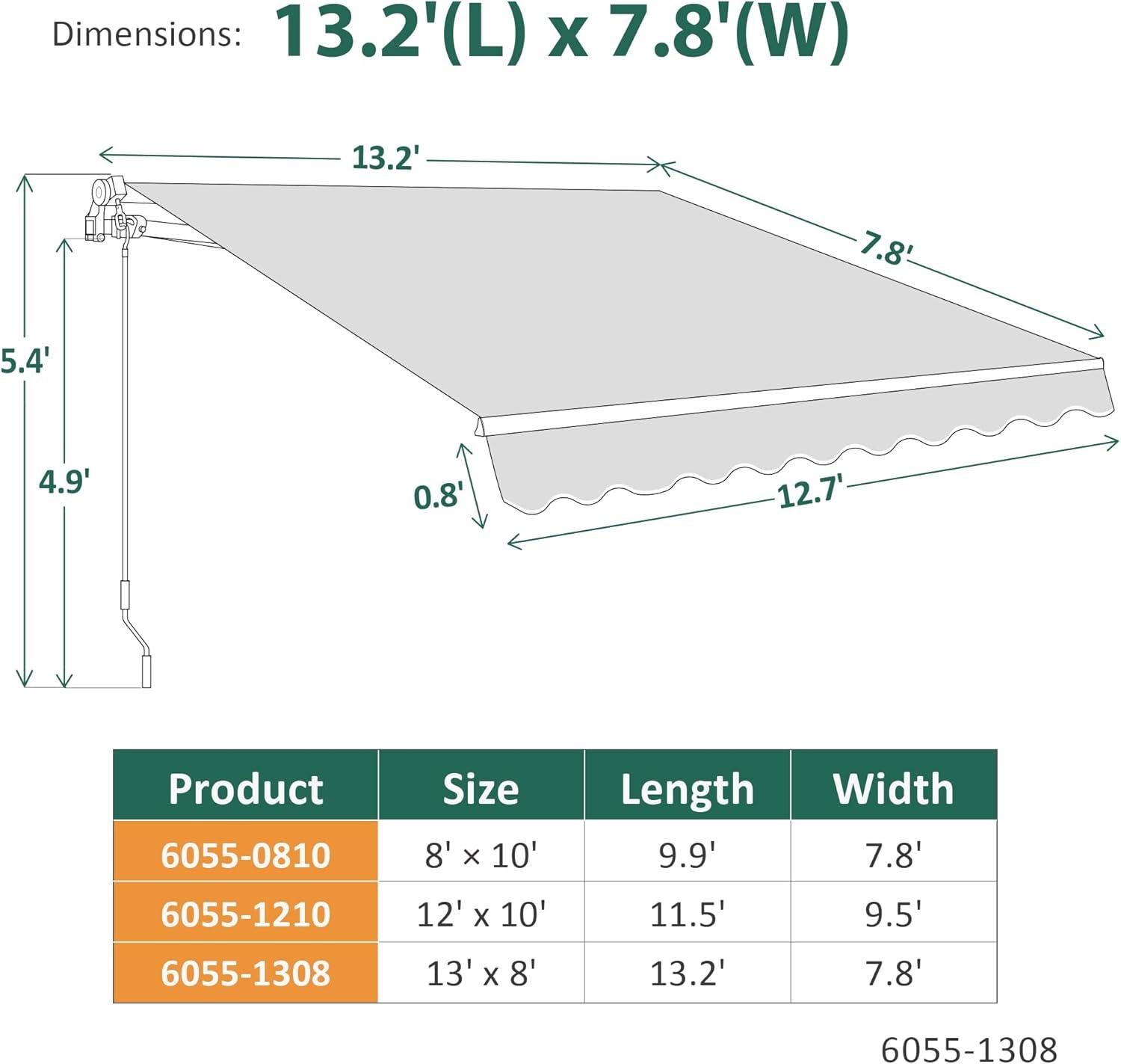 Large White and Black Striped Polyester Retractable Outdoor Canopy